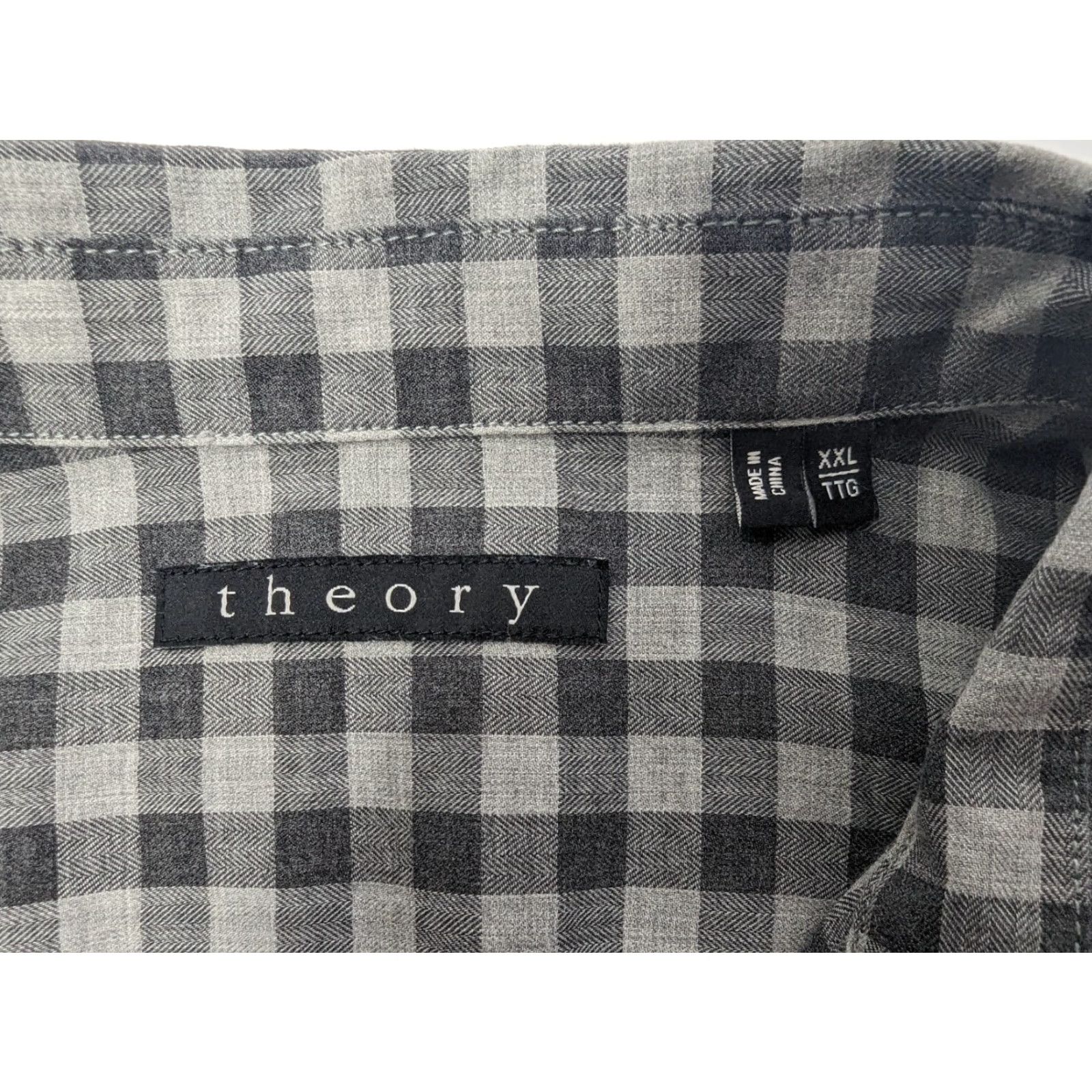 Theory VINTAGE Theory Bariet Anawan Check Button Flap Pockets Shirt In Winter Sky Men's 2XL Size US XXL / EU 58 / 5 - 7 Thumbnail
