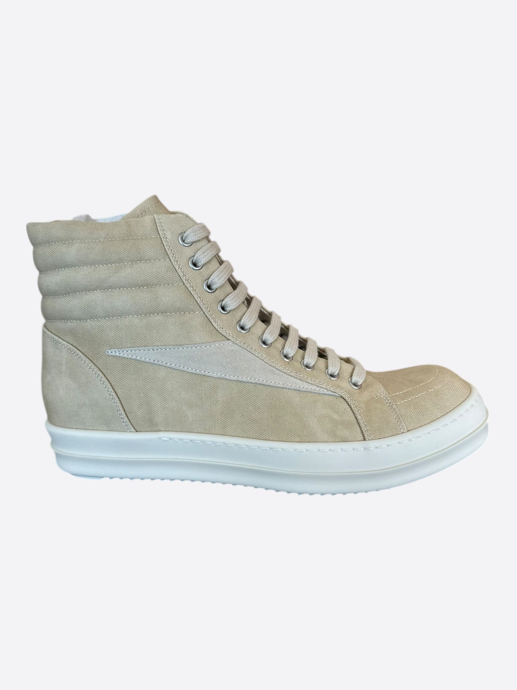 Rick Owens Rick Owens Beige & White Vintage High Top Sneakers Size US 10 / EU 43 - 1 Thumbnail