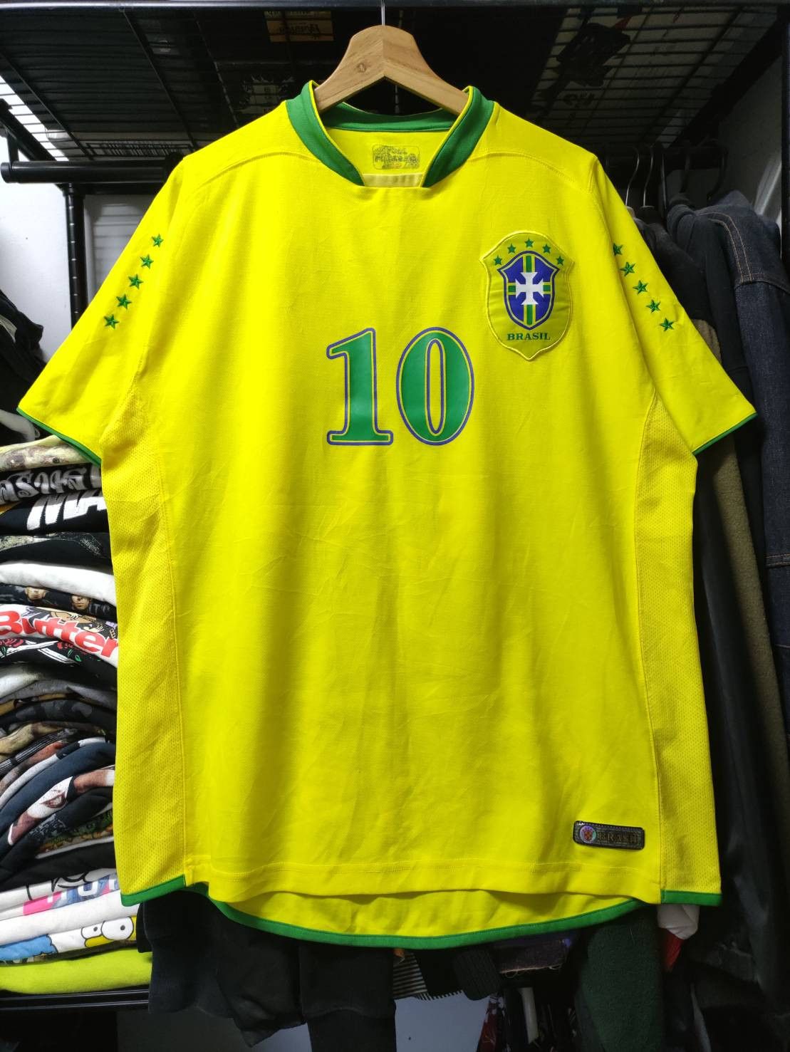 Vintage Vtg 00's Brasil " Ronaldinho No.10 " 5 Time World Champion Size US XL / EU 56 / 4 - 2 Thumbnail