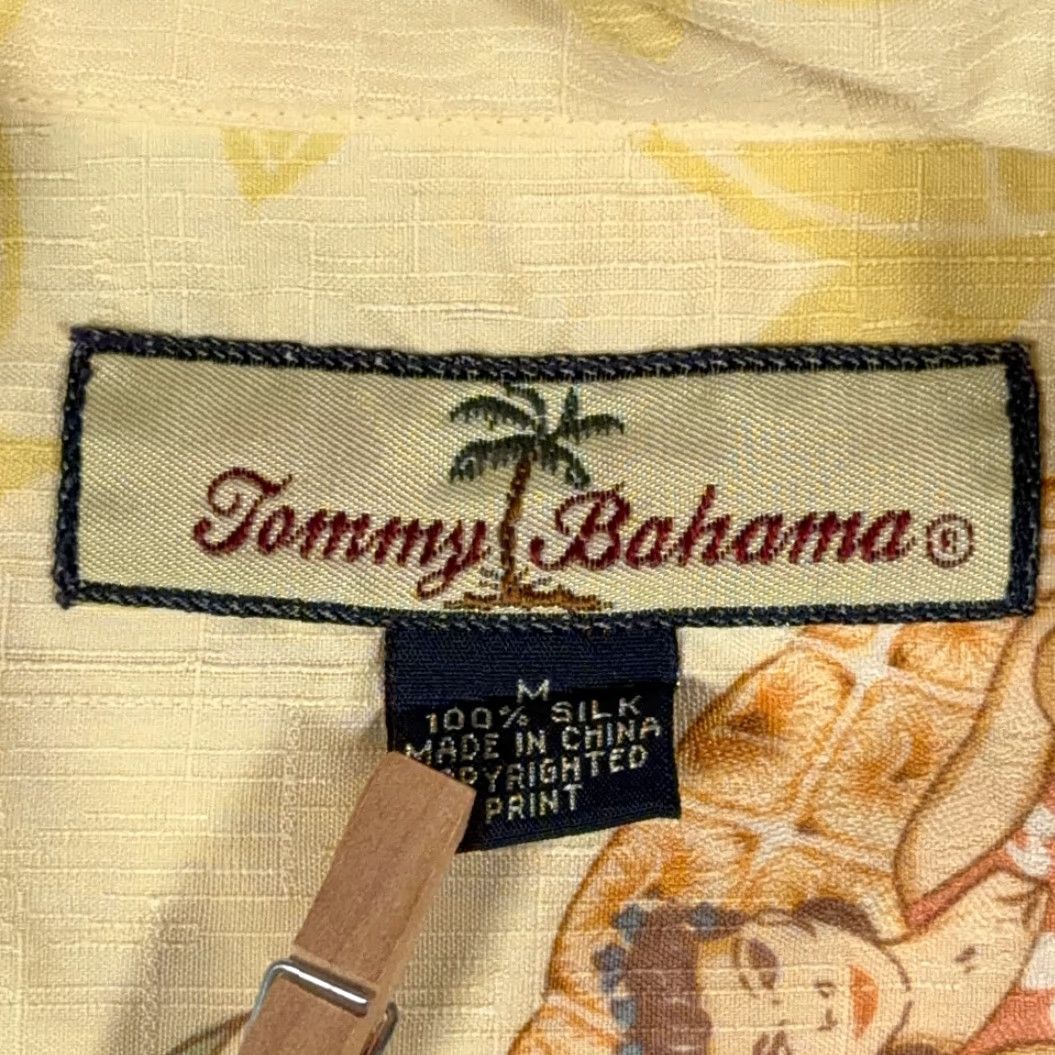 Tommy Bahama VINTAGE Tommy Bahama Hawaiian Shirt Mens Regular MEDIUM Yellow Silk Pinup Girl Camp Y2K Size US M / EU 48-50 / 2 - 4 Thumbnail