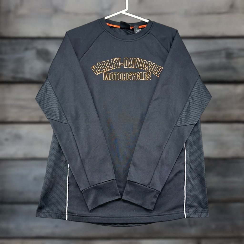 Harley Davidson Harley-Davidson Jersey Mens M Black Crew Neck Long Sleeve Spellout Motorcycle Shirt Mens Regular Black Jersey Crewneck Long Sleeve Size US M / EU 48-50 / 2 - 1 Thumbnail