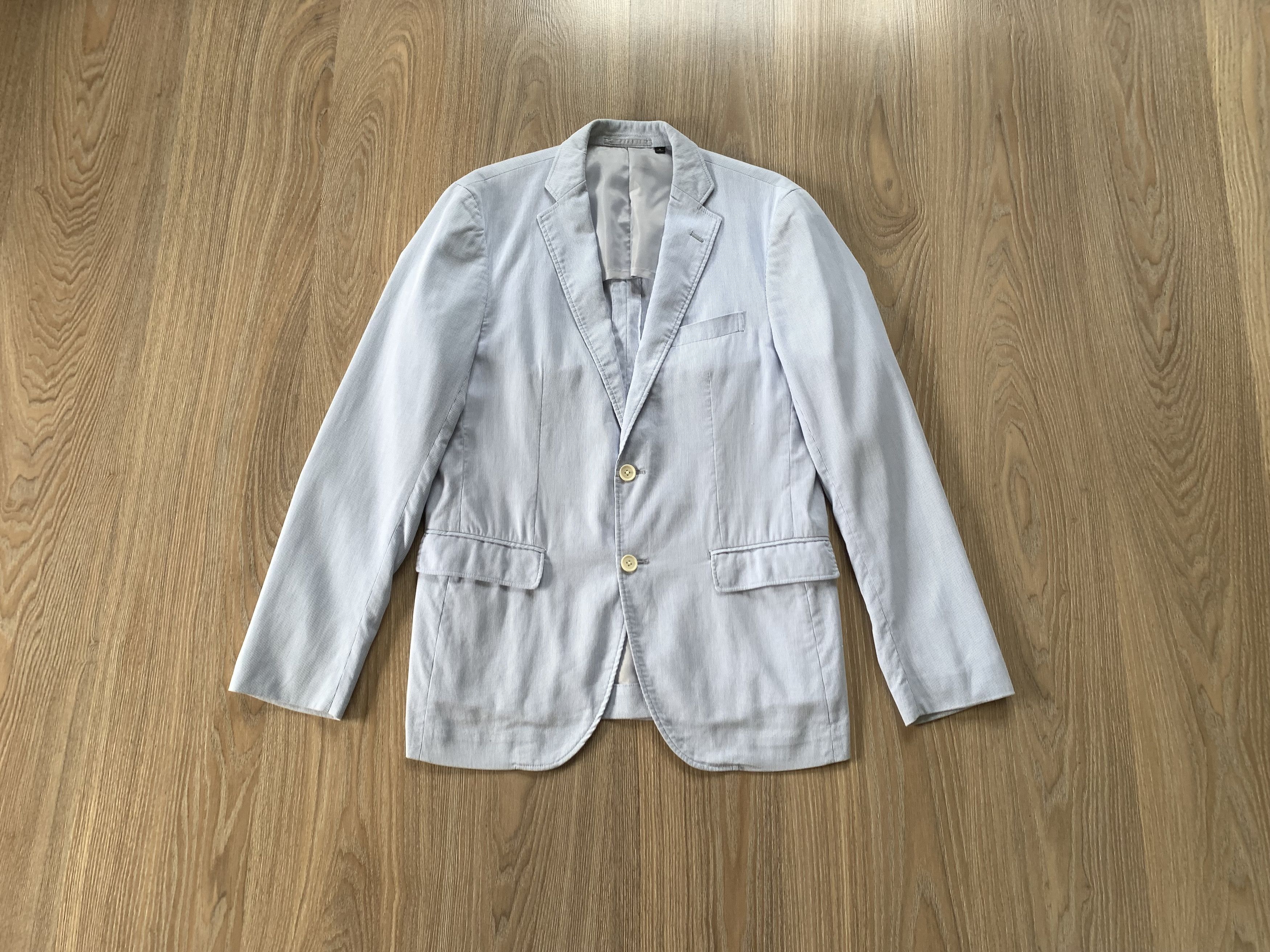 Uniqlo Uniqlo White Cotton Stripe Blazer Jacket Size US M / EU 48-50 / 2 - 1 Thumbnail