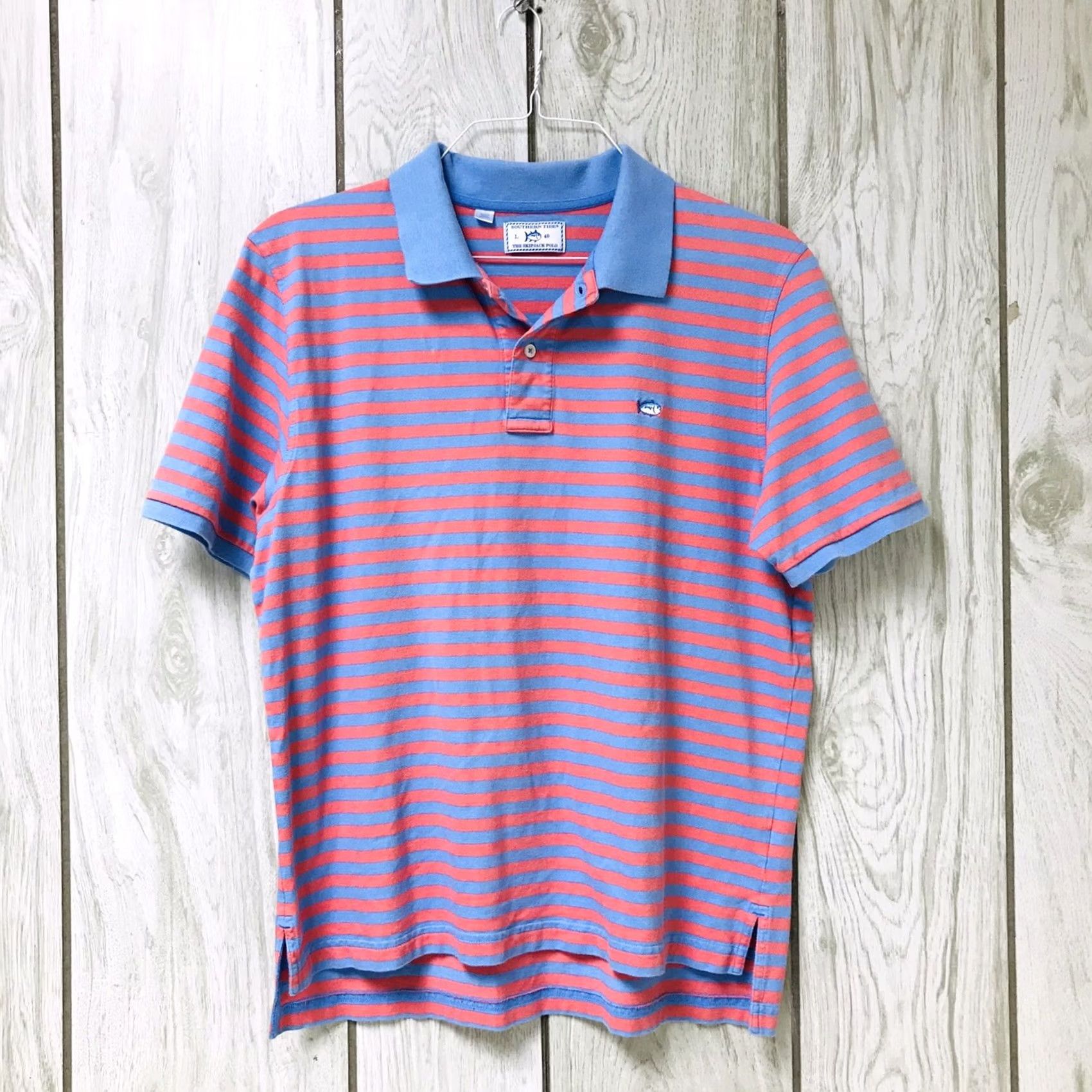 Southern Tide Southern Tide Polo Shirt Men L Skipjack Stripe Blue Orange Pink Short Sleeve Knit Breathable Golf Logo Embroidered Size US L / EU 52-54 / 3 - 2 Thumbnail