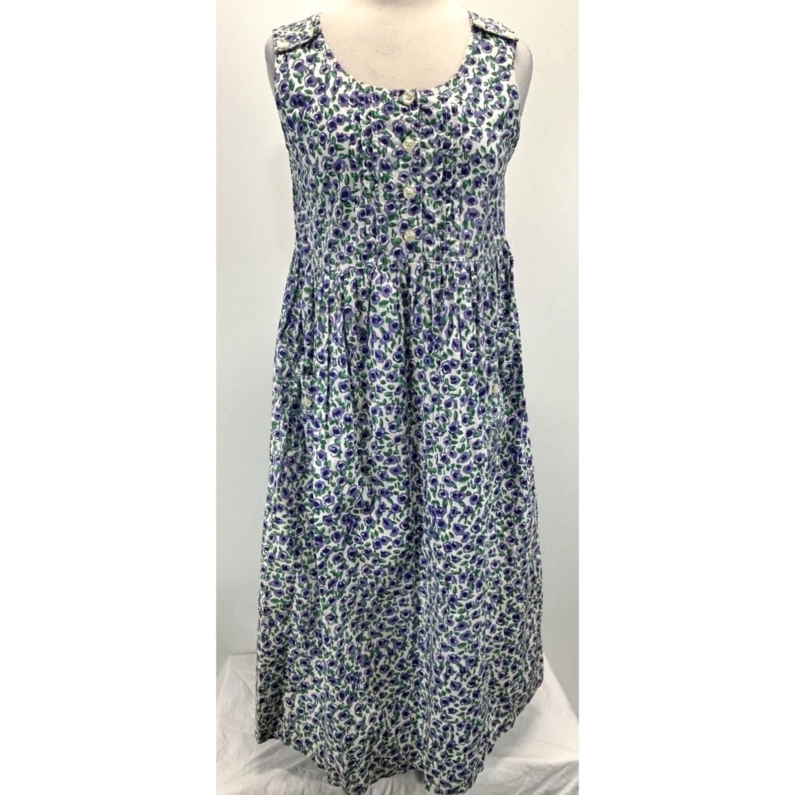 Vintage VINTAGE Bryn Connelly Midi Floral Jumper Dress Women’s M Purple Modest Teacher 90s Size M / US 6-8 / IT 42-44 - 2 Thumbnail