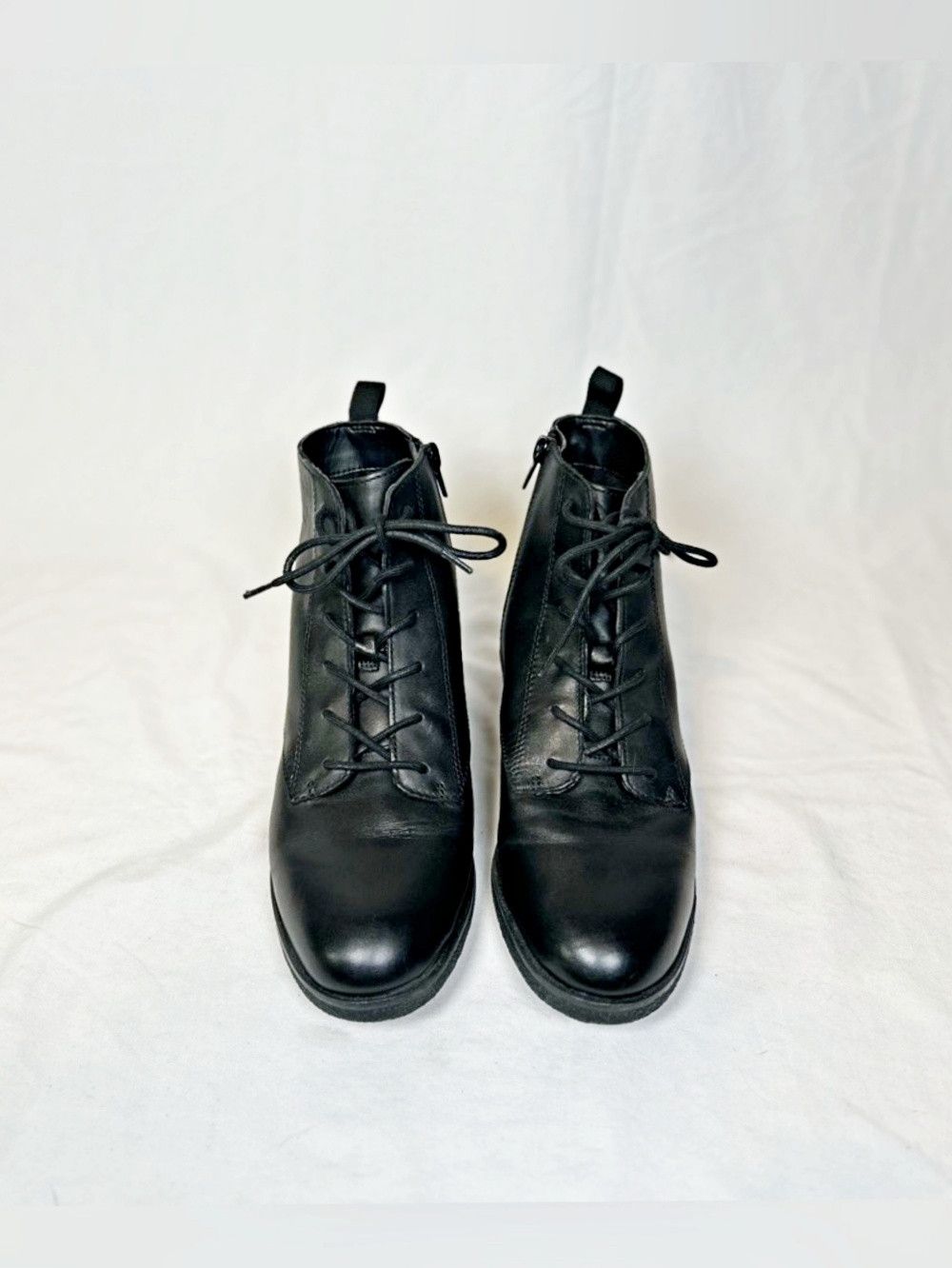 Clarks Clarks Womens Black Leather Zip Booties Lace Up Ankle Boots Size US 7.5 / IT 37.5 - 3 Thumbnail