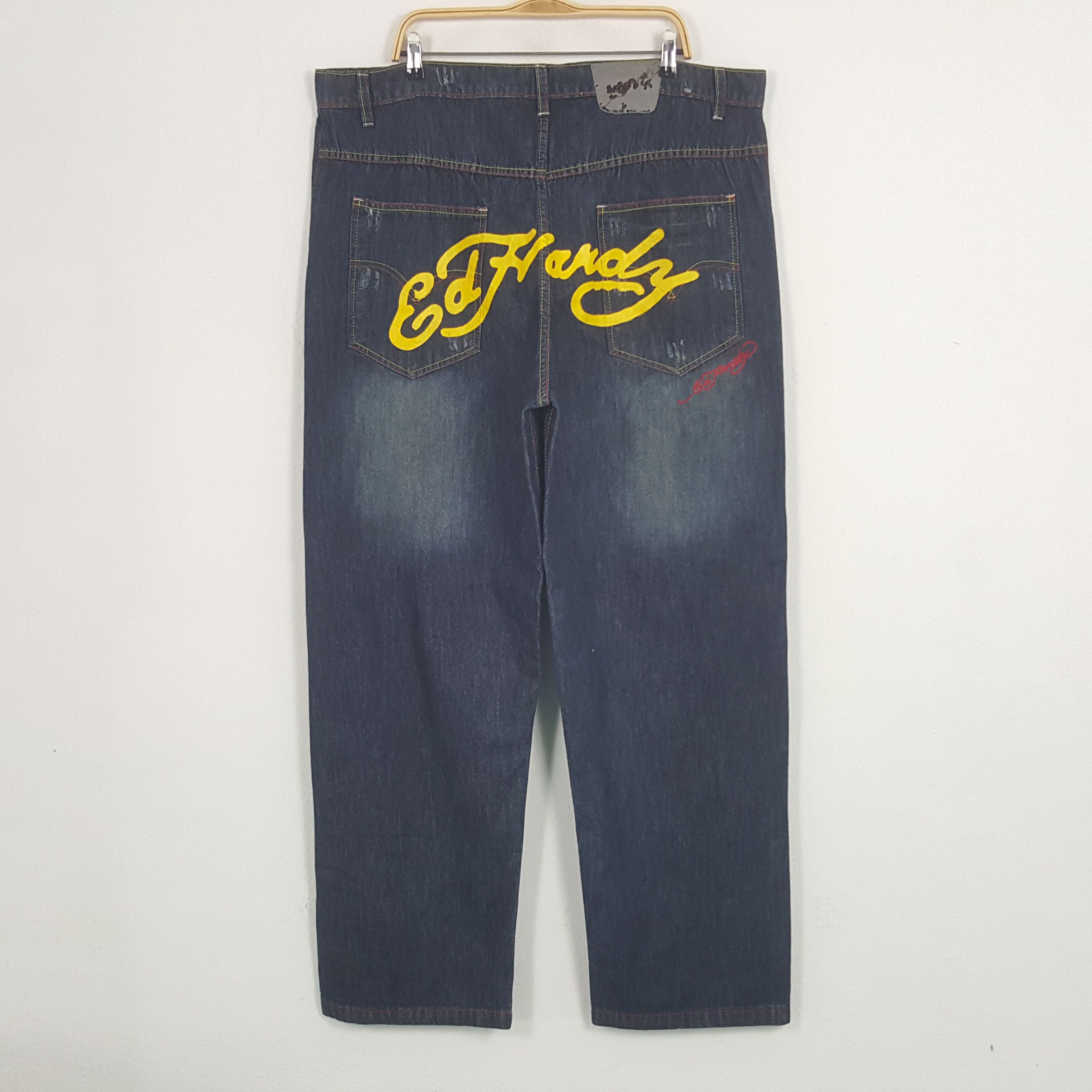 Ed Hardy × Vintage Vintage Ed Hardy Custom Spell Out Art Denim Jeans Size US 43 - 1 Thumbnail