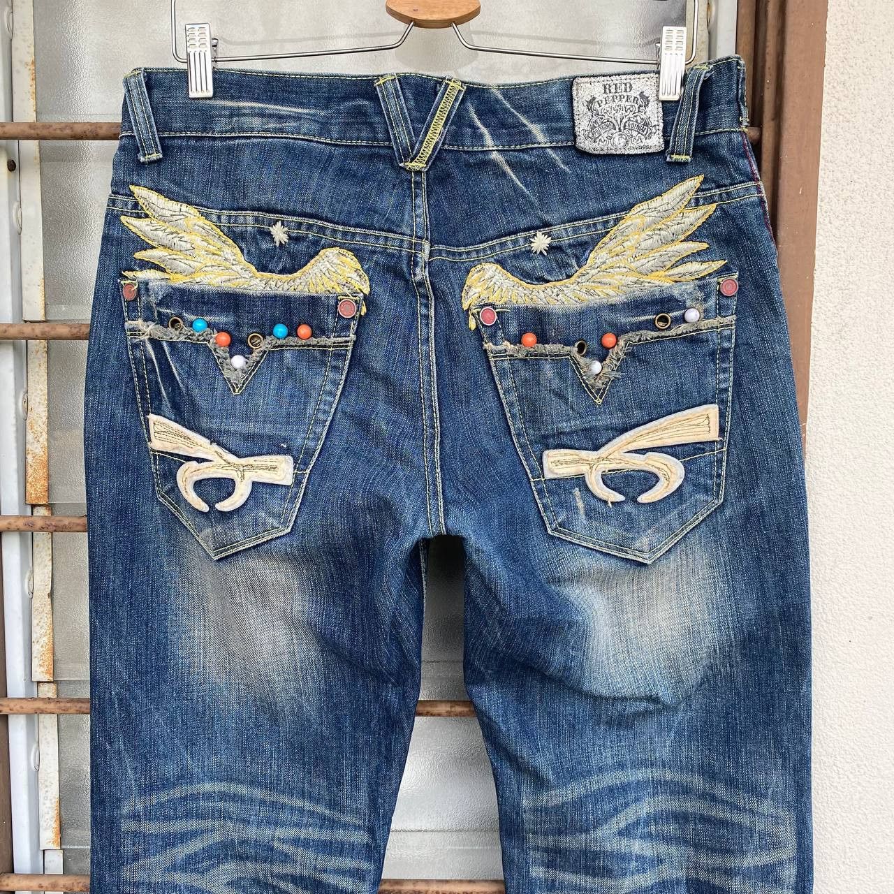 Japanese Brand × Le Grande Bleu (L.G.B.) × Tornado Mart A BEAUTIFUL FLARE DENIM RED PEPPER GOLD LABEL EAGLE WING Size US 31 - 1 Thumbnail