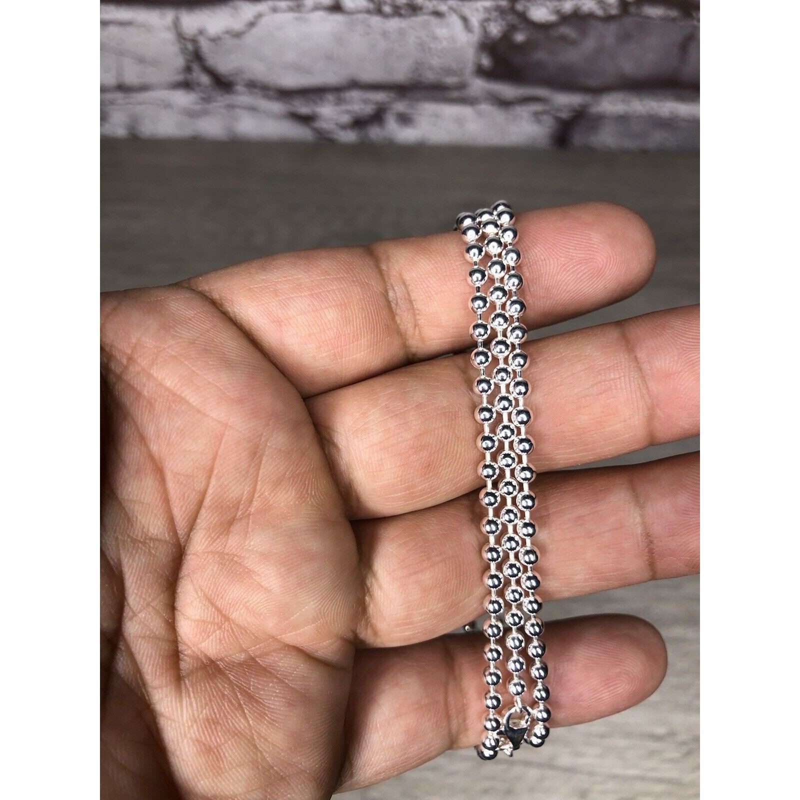 Other Solid Sterling Silver Bead Ball Chain Necklace 925 Italian M Size ONE SIZE - 7 Thumbnail
