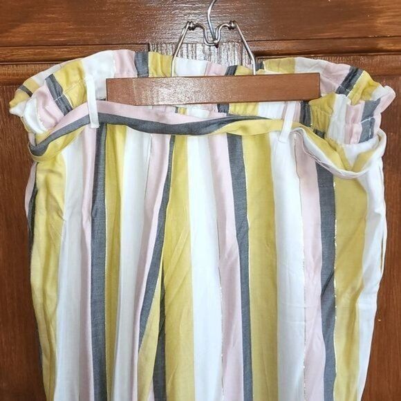 Designer Beige by ECI 2 piece Embellished Striped Colored Rayon Belte Size 34" / US 12 / IT 48 - 6 Thumbnail