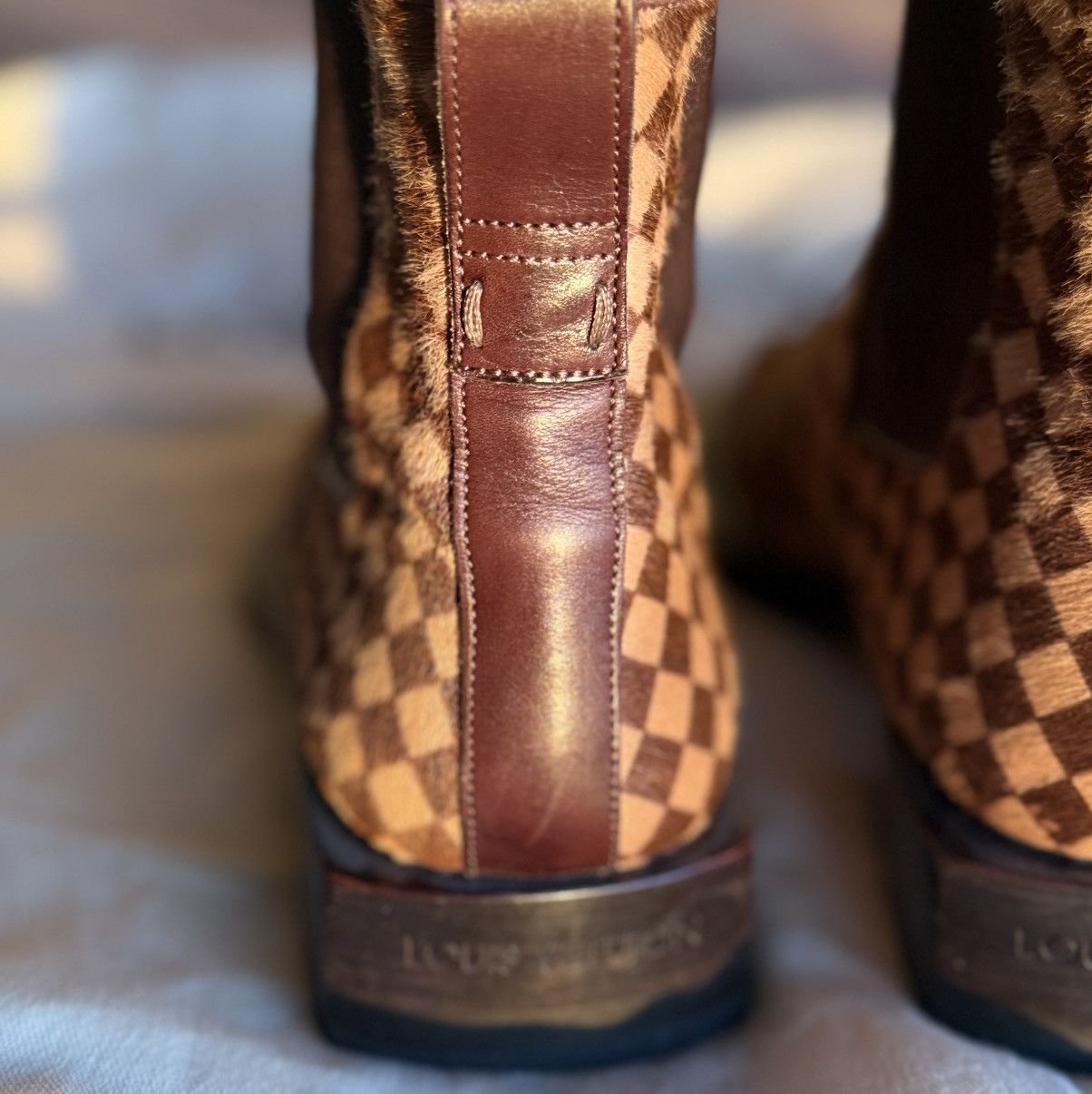 Louis Vuitton Louis Vuitton Checkered Brown Leather Chelsea Ankle Boots Size US 7.5 / EU 40-41 - 5 Thumbnail