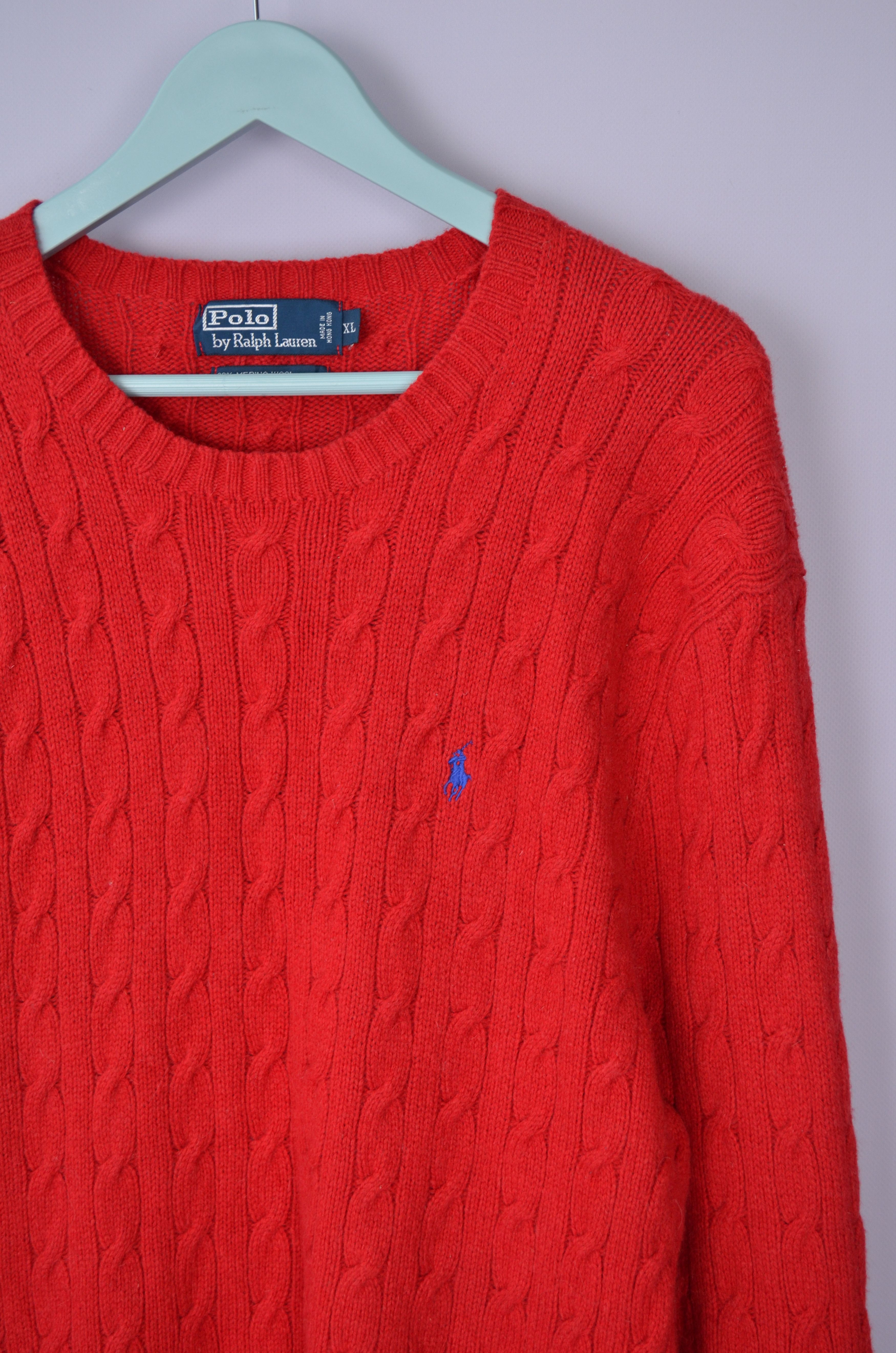 Designer × Polo Ralph Lauren Polo Ralph Lauren Cable Knit Red Wool/Angora Sweater Jumper Size US XL / EU 56 / 4 - 4 Thumbnail