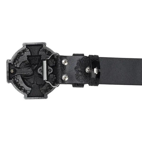 VIBE Skull Leather Belt Embossed Pattern Cowskin Size ONE SIZE - 3 Thumbnail