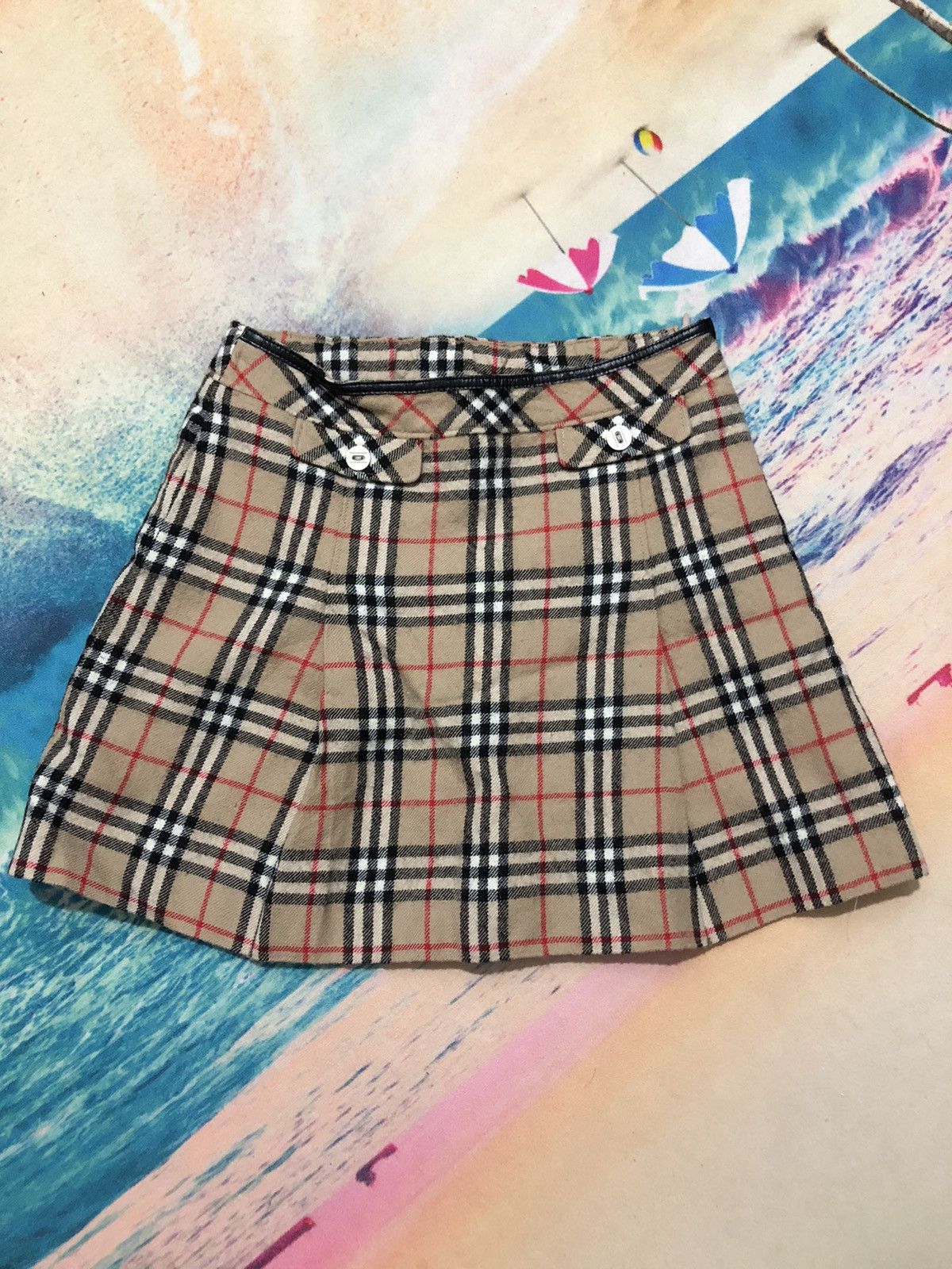 Burberry × Designer × Vintage Burberry Mini Skirt Youth 120 Size 22" - 2 Thumbnail