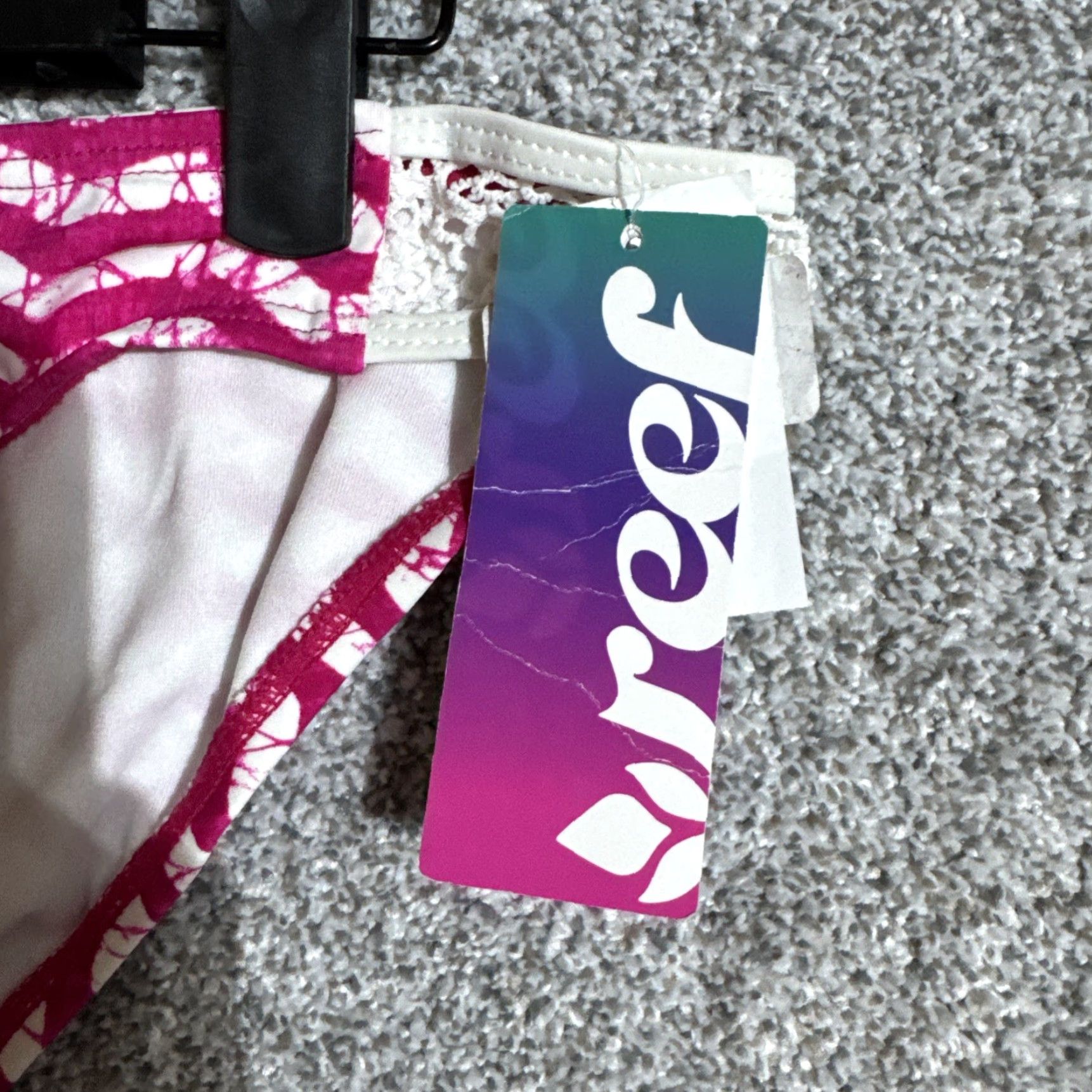 REEF Reef Bikini Bottom Women L Bikini Pink Retro 90s Y2K Geometric Coastal Stretch Lined Nylon Spandex Size 36" / US 14 / IT 50 - 2 Thumbnail