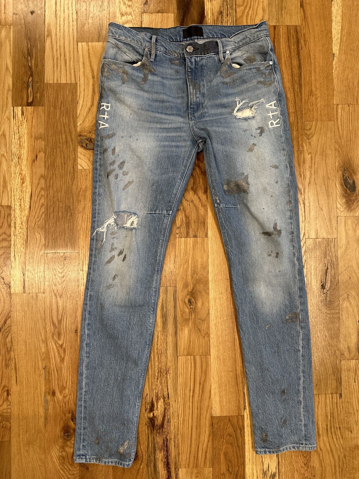 Rta RTA Silver Splatter Blue Denim Jeans Size 31 Size US 31 - 1 Thumbnail