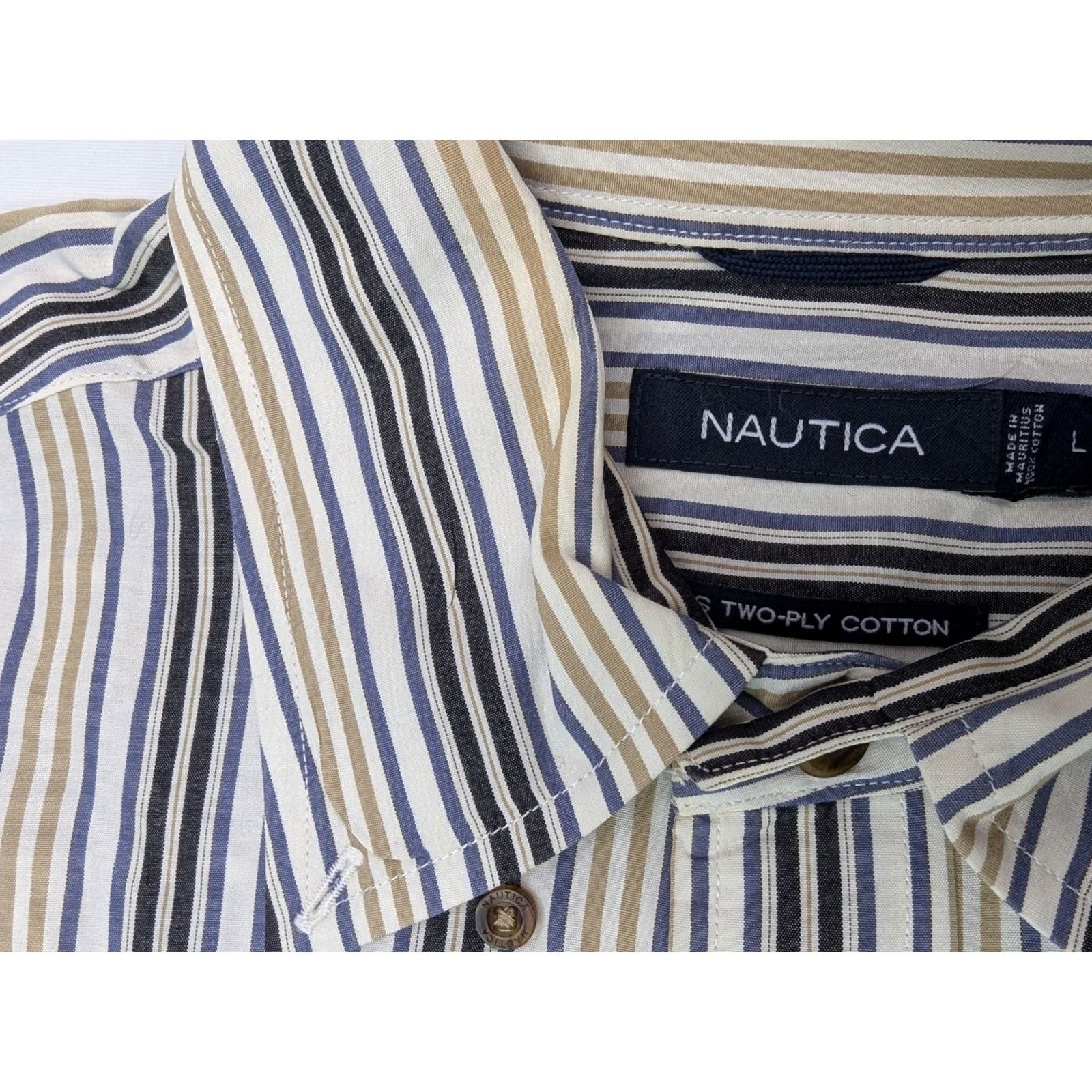 Nautica Nautica Dress Shirts LOT x 2 Sanded Poplin 80s 2-Ply Cotton Button LRG Men Size US L / EU 52-54 / 3 - 4 Thumbnail