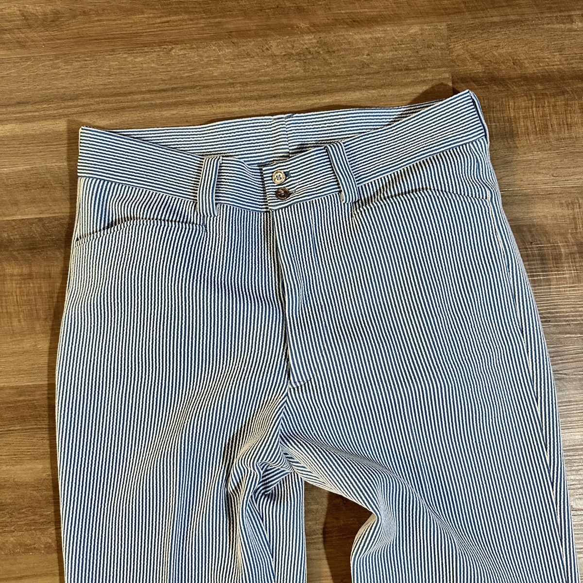 Vintage 1960 Custom Made Bell Bottom Pants 32” x 26” Seersucker Size US 32 / EU 48 - 5 Thumbnail