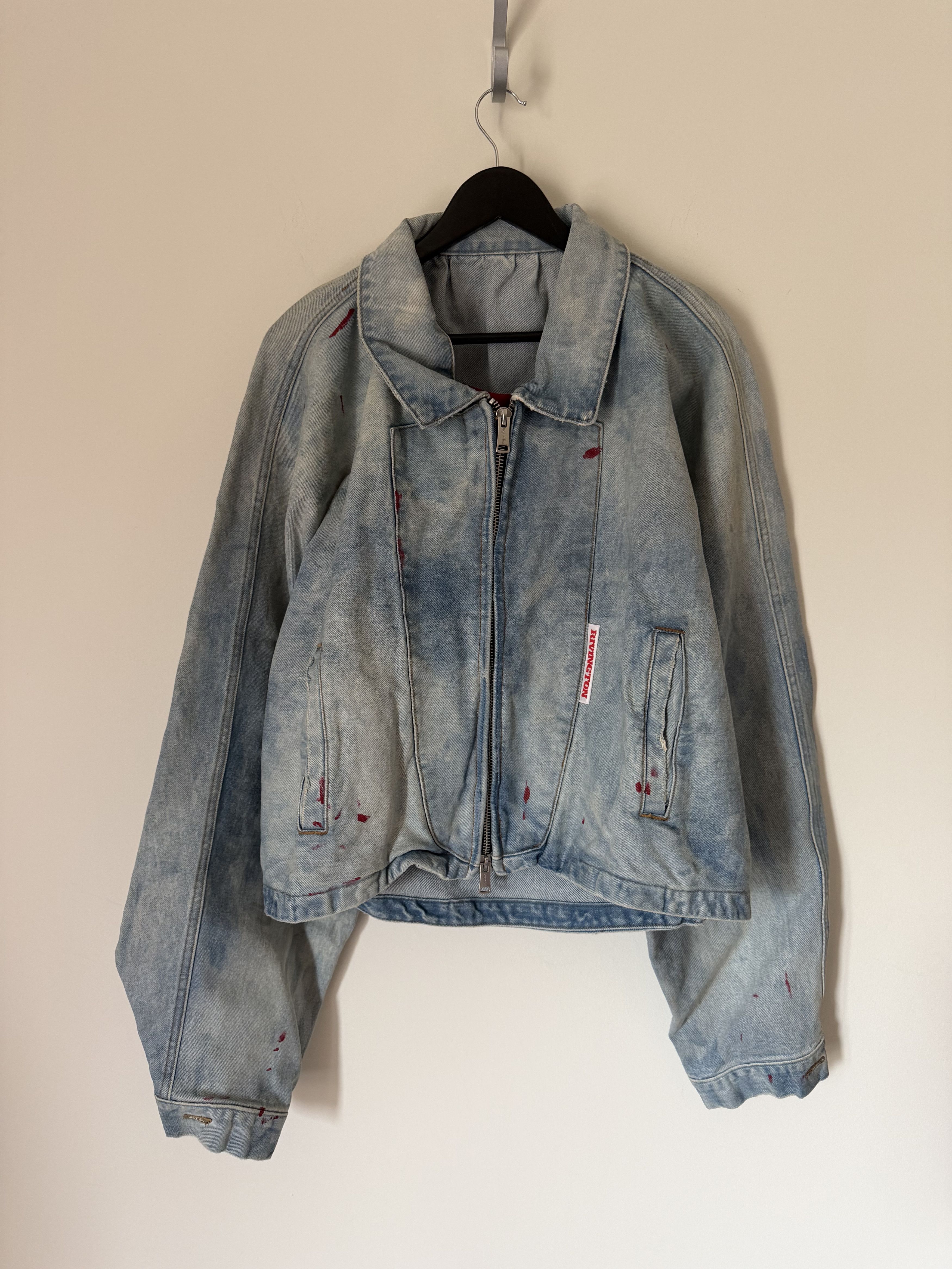 RRR-123 RRR123 Painted Rose Denim Trucker Jacket Size US XL / EU 56 / 4 - 1 Thumbnail