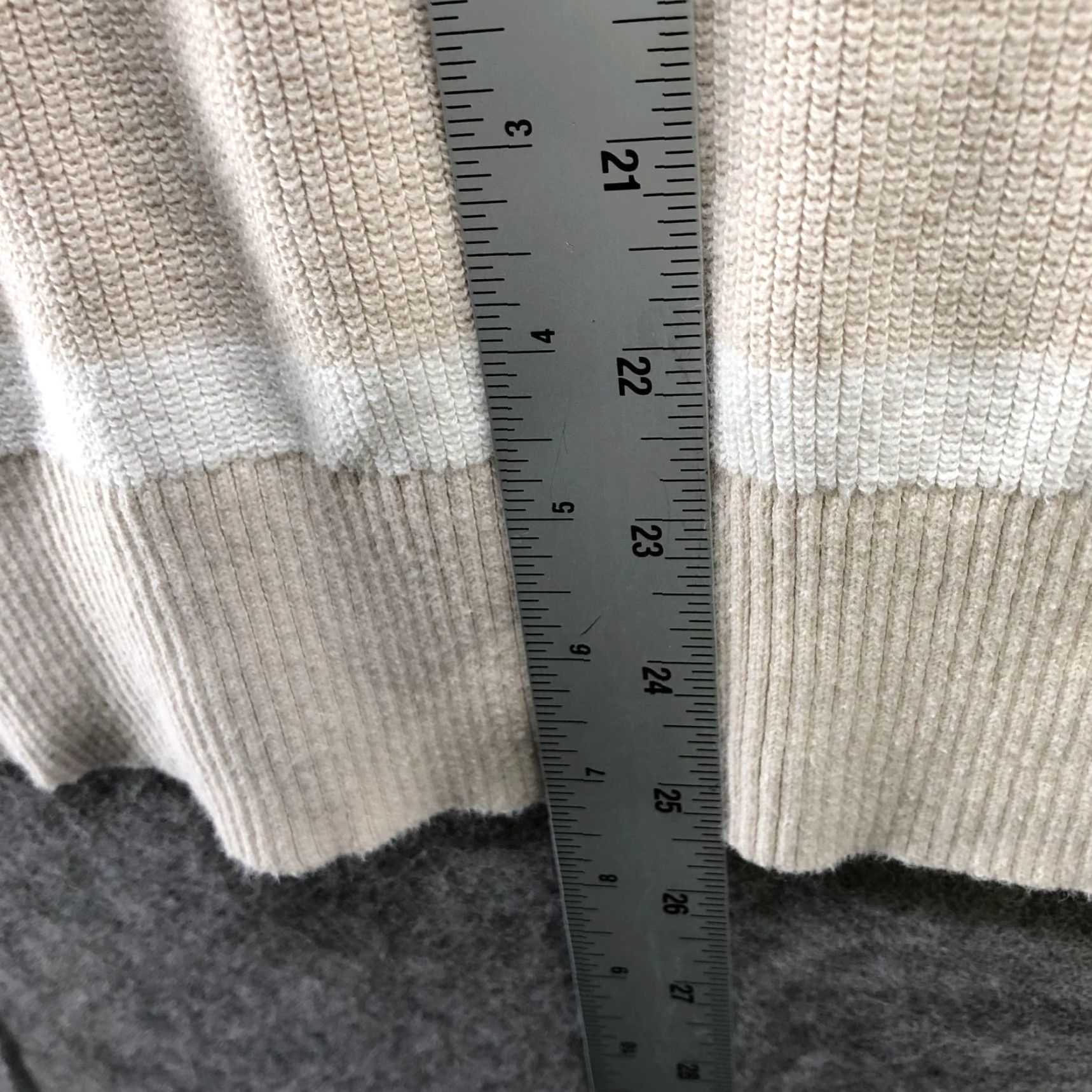 Loft Loft Sweater Womens L 1/4 Button Beige White Striped Cotton Pullover V-Neck Shirt Size L / US 10 / IT 46 - 7 Thumbnail