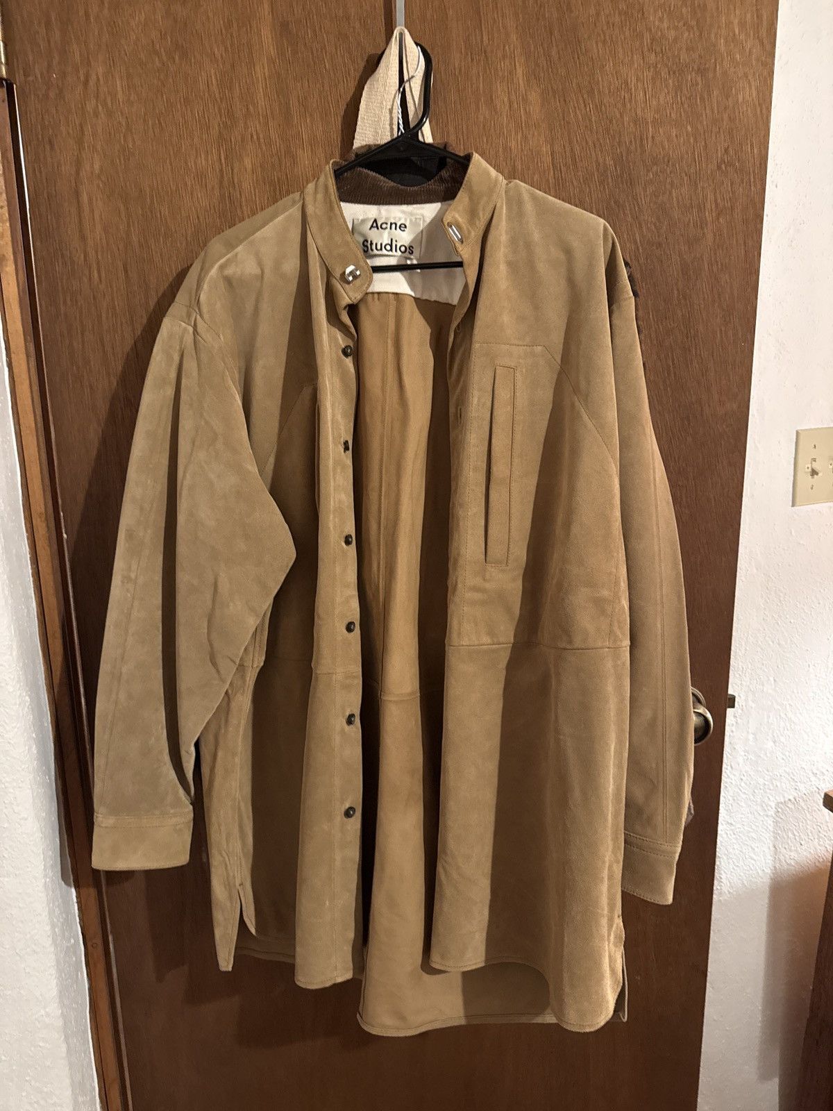 Acne Studios Suede Leather Shirt Coat Beige Size 44