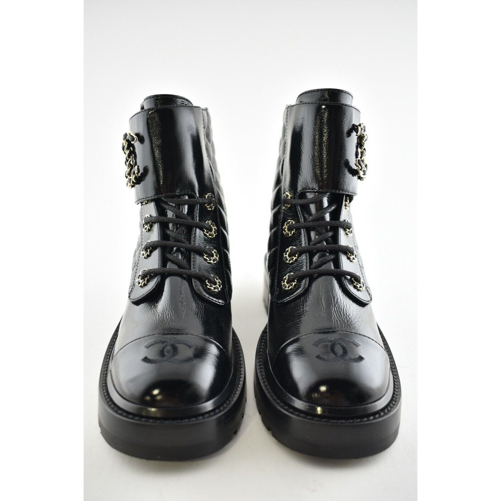 Chanel Chanel 21A Black Shiny Patent Quilted Gold CC Chain Size US 7 / IT 37 - 5 Thumbnail