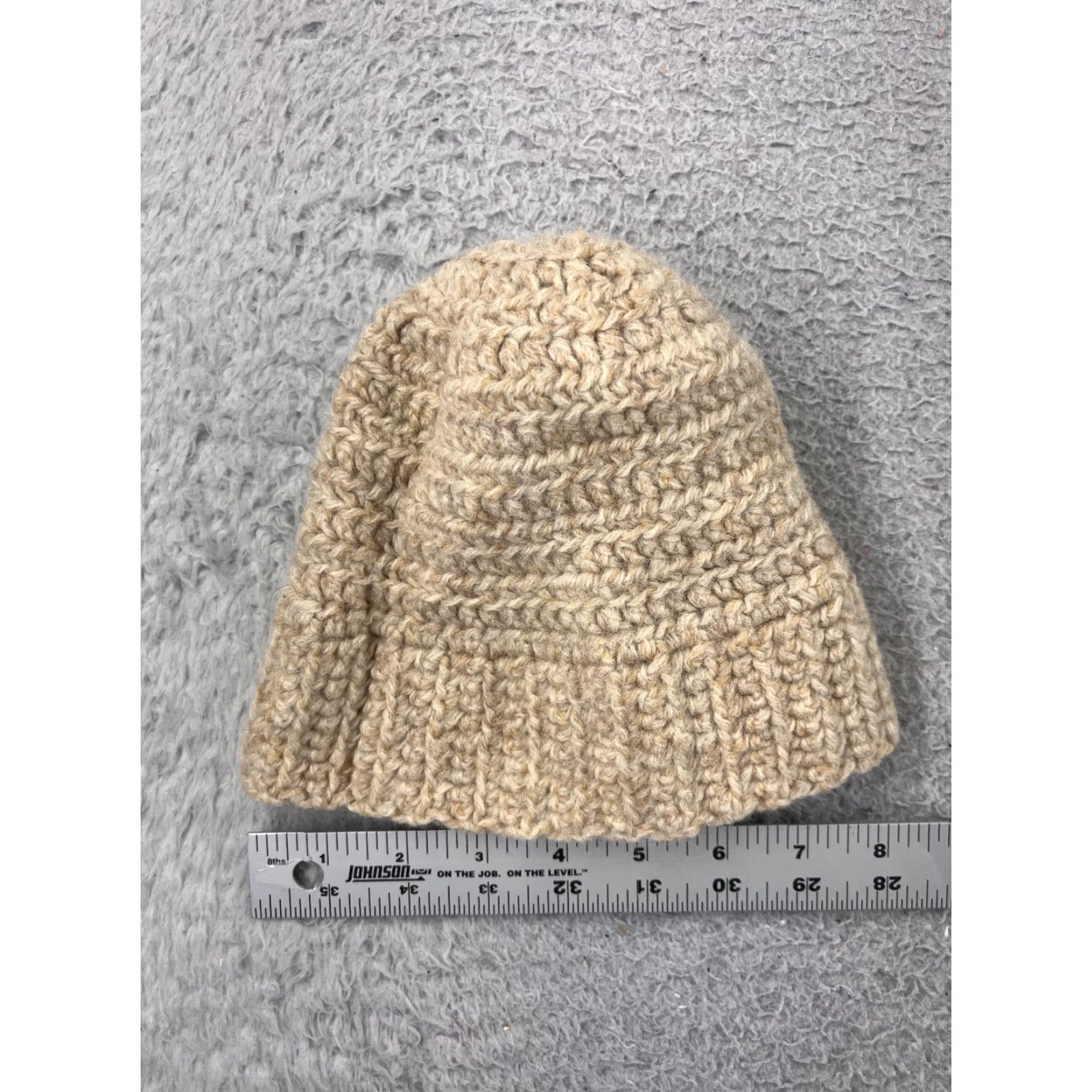 Vintage Beanie Womens One Size Ivory Knit Crochet Faux Fur Pom Acrylic Blend Hat Size ONE SIZE - 5 Thumbnail
