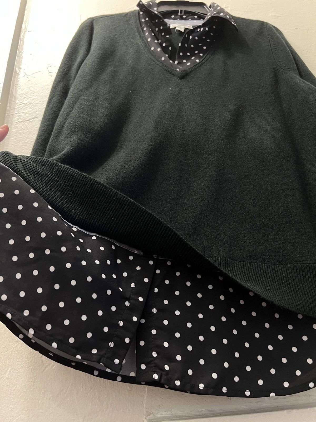 Croft & Barrow Croft & Barrow Black Polka Dot Layered V-neck Woven Sweater Size XL / US 12-14 / IT 48-50 - 5 Thumbnail