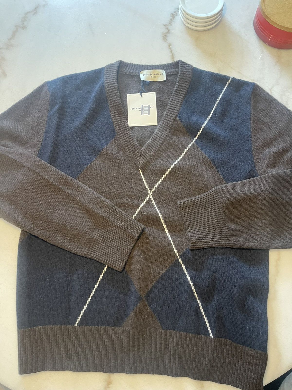 Officine Generale Officine Generale mens Argyle sweater M Made in Italy NWT Size US M / EU 48-50 / 2 - 8 Thumbnail