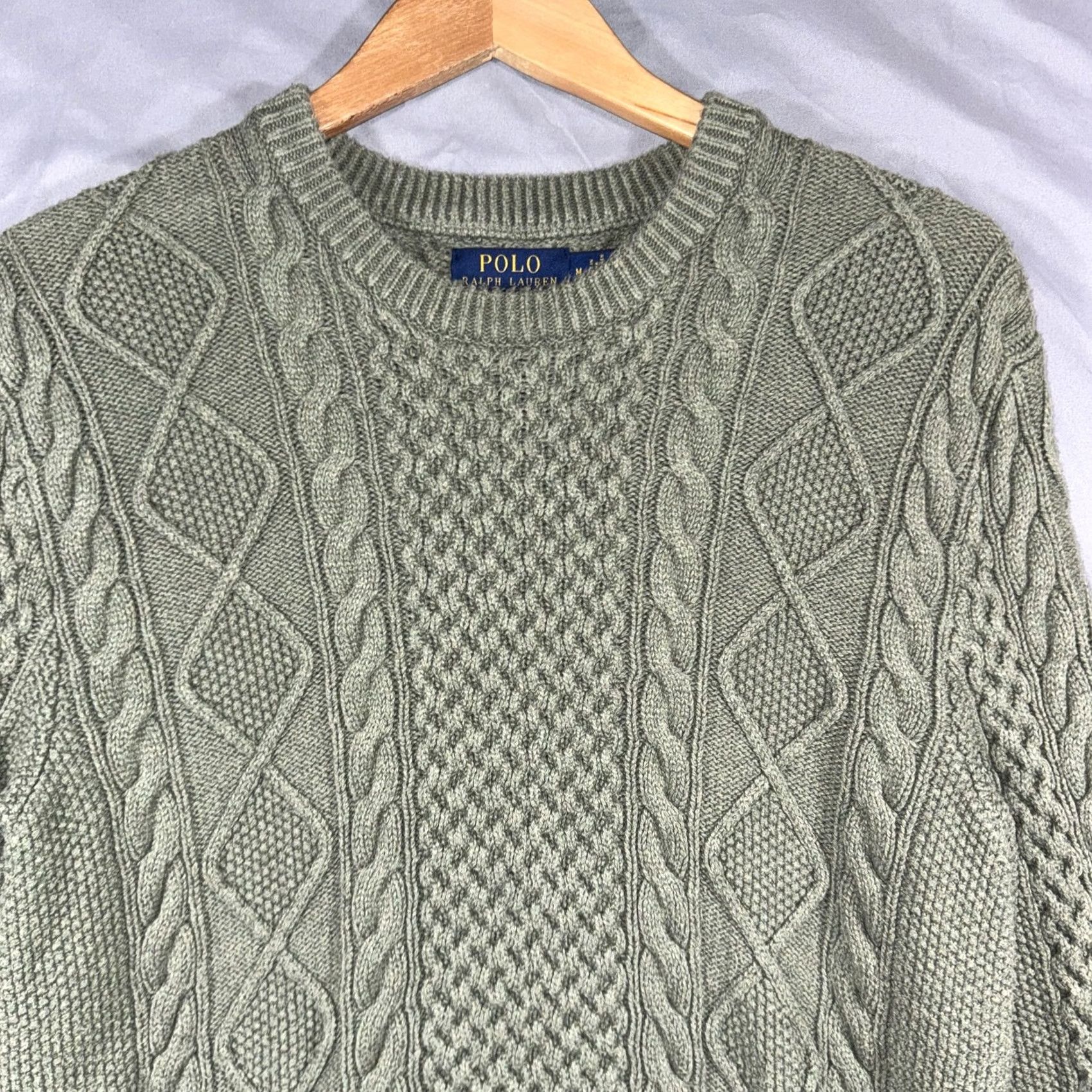 Polo Ralph Lauren Polo Ralph Lauren Sweater Men's M Green Cotton Cable Knit Crewneck Pullover Size US M / EU 48-50 / 2 - 6 Thumbnail