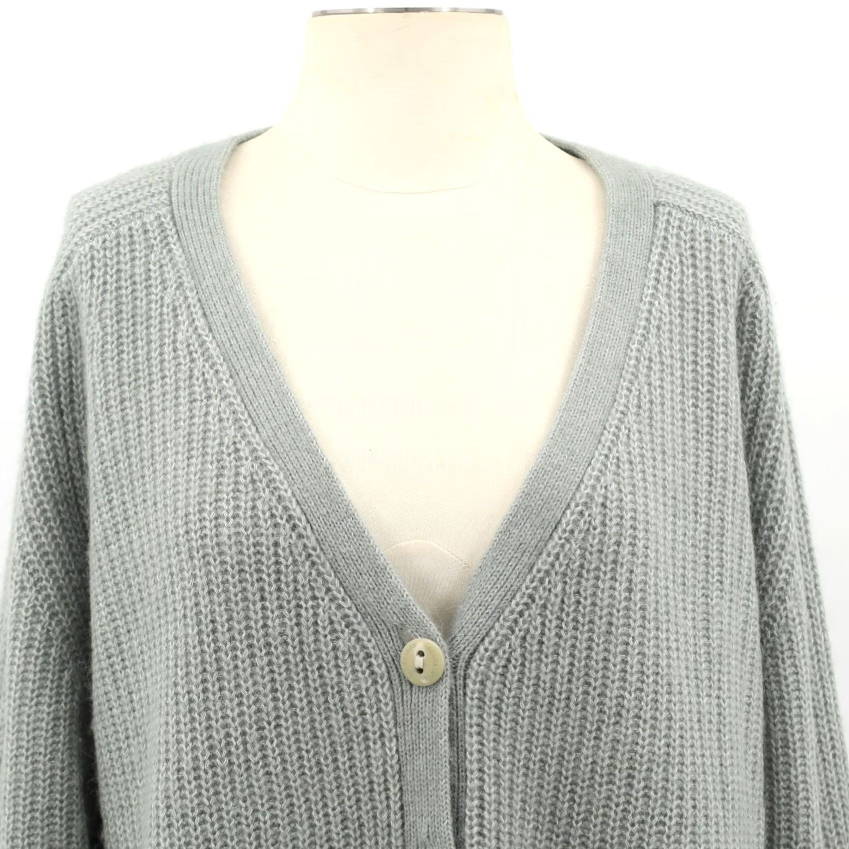 Allsaints AllSaints Cardigan Knit Wool/Alpaca Green Bay L Women's Open-Knit V-Neck Oversized Cardigan, Regular Fit, Fall/ Winter/ Spring, Green, Sweater, Size L Size L / US 10 / IT 46 - 3 Thumbnail