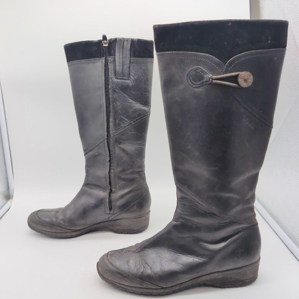 Teva Teva Jade Cove Sz 8.5 Black Leather Knee-High Boots Size US 8.5 / IT 38.5 - 3 Thumbnail