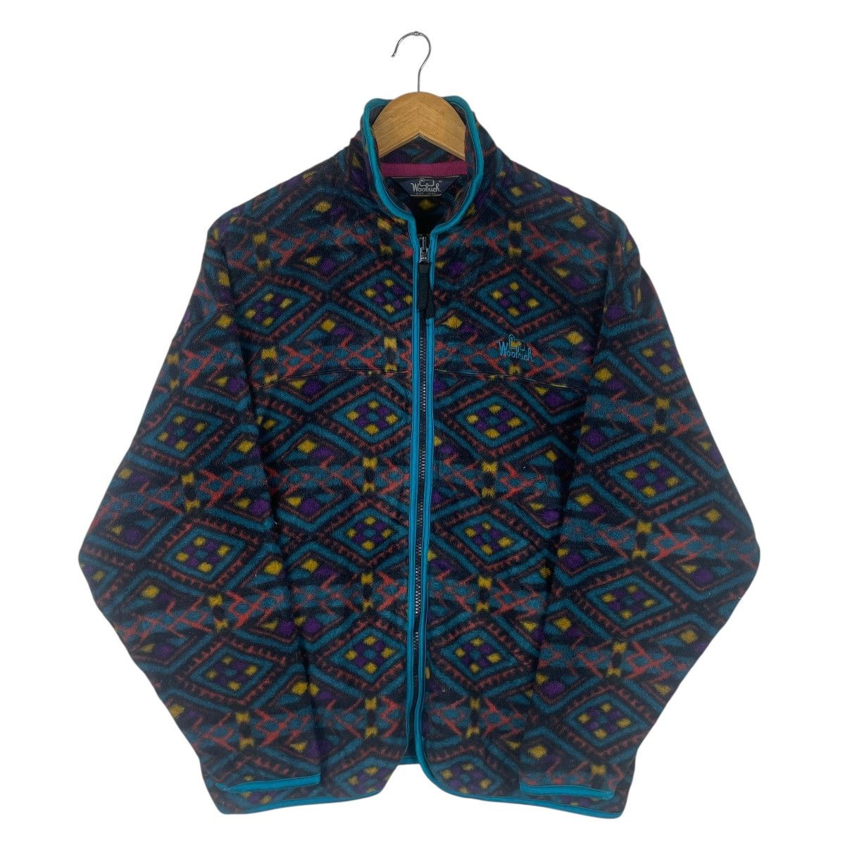 Woolrich Woolen Mills 💥80s WOOLRICH AZTEC MULTICOLOUR FLEECE SWEATER ZIP Size US L / EU 52-54 / 3 - 5 Thumbnail