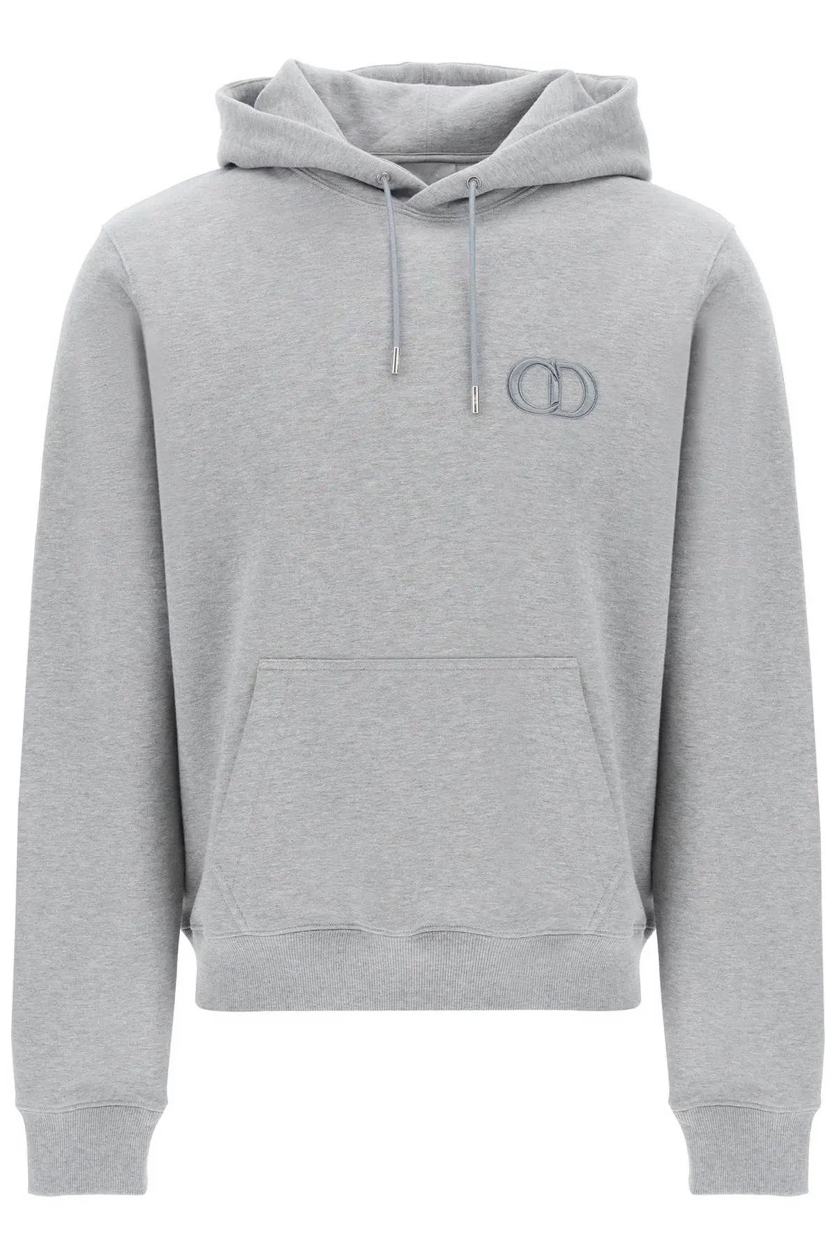 image of Dior 'cd' Embroidered Logo Hoodie in Grey, Men's (Size XL)