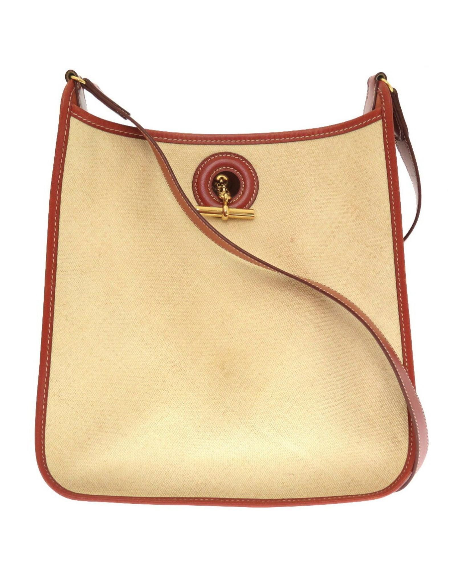 image of Hermes Vespa Canvas Shoulder Bag in Beige, Women's