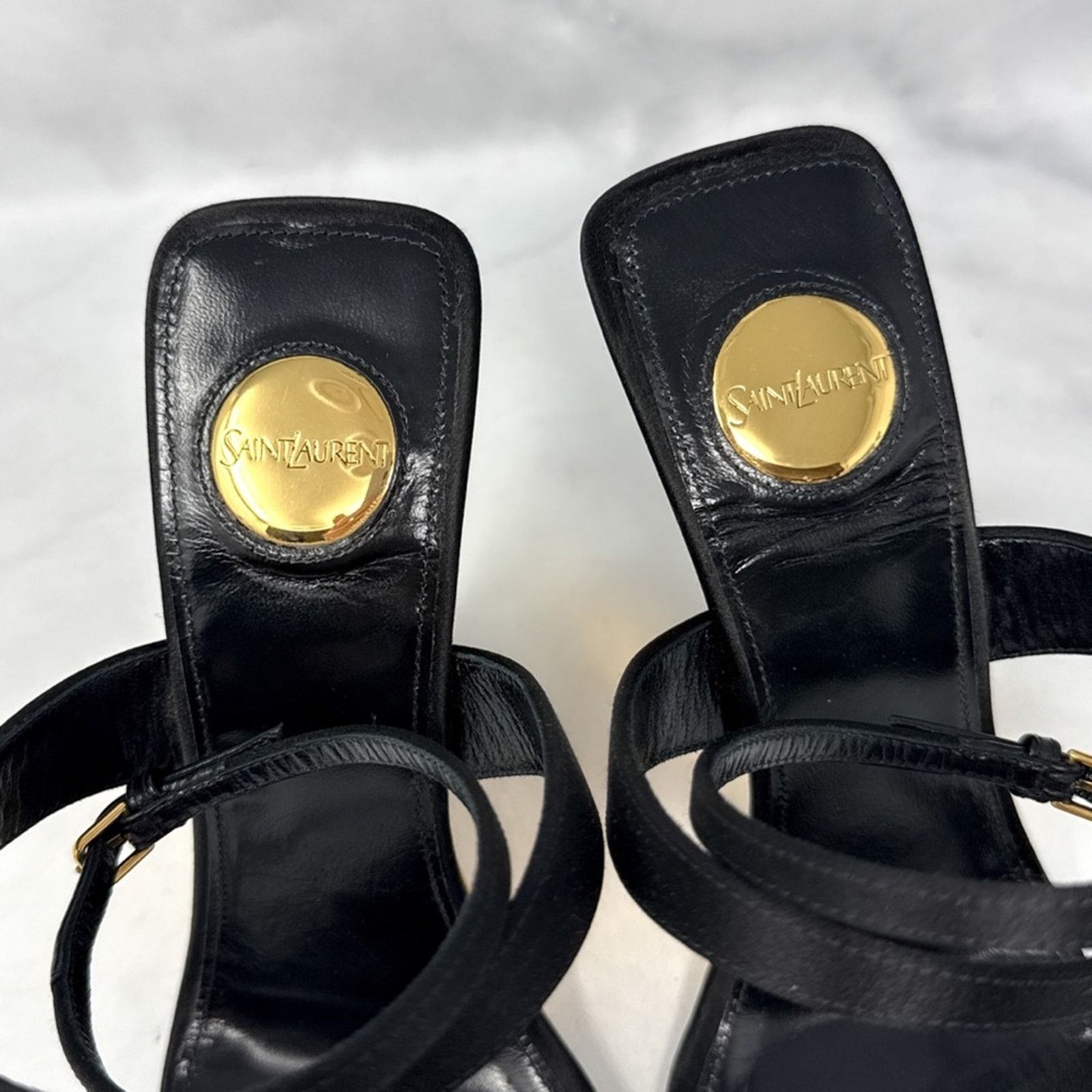 Saint Laurent Paris Saint Laurent Salome 110 Silk Leather Wedge Sandal Heel 38.5 Size US 8.5 / IT 38.5 - 8 Thumbnail