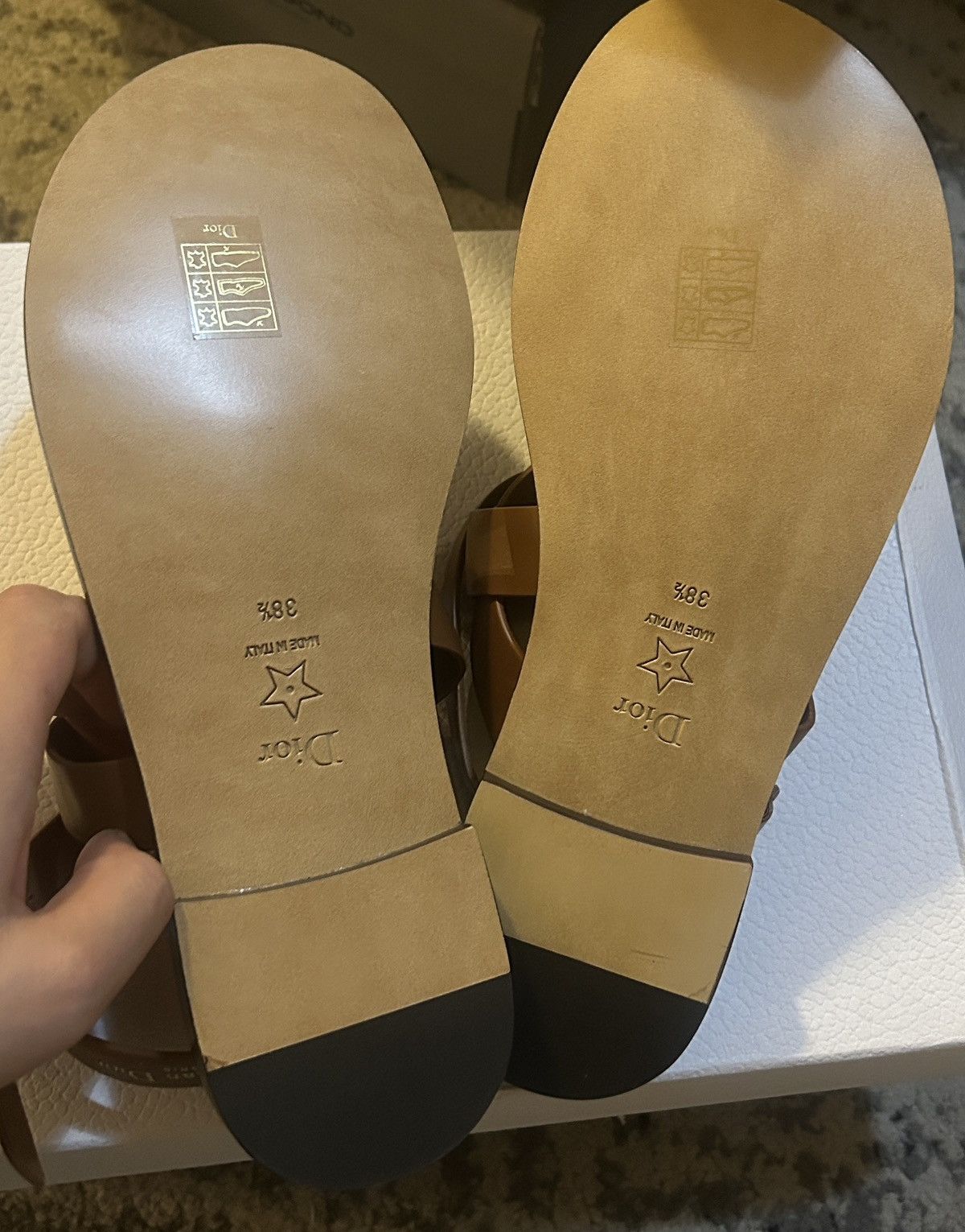 Dior Dior DIORIVIERA DIOR Sun TOE-Ring Sandal Camel Calfskin Size US 8.5 / IT 38.5 - 7 Thumbnail