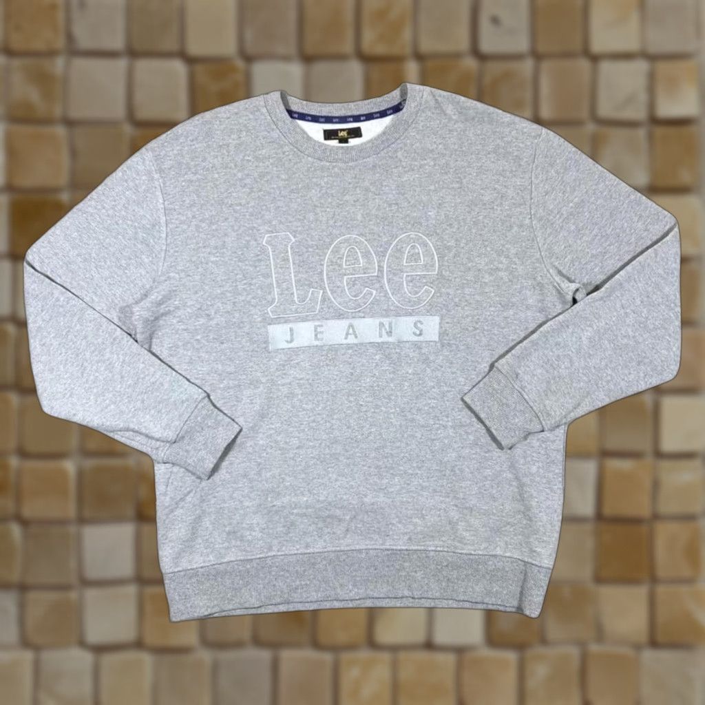Lee Lee Jeans Grey Sweatshirt Embroidered Big Logo Spellout Large Mens Sweatshirt Size US L / EU 52-54 / 3 - 1 Thumbnail