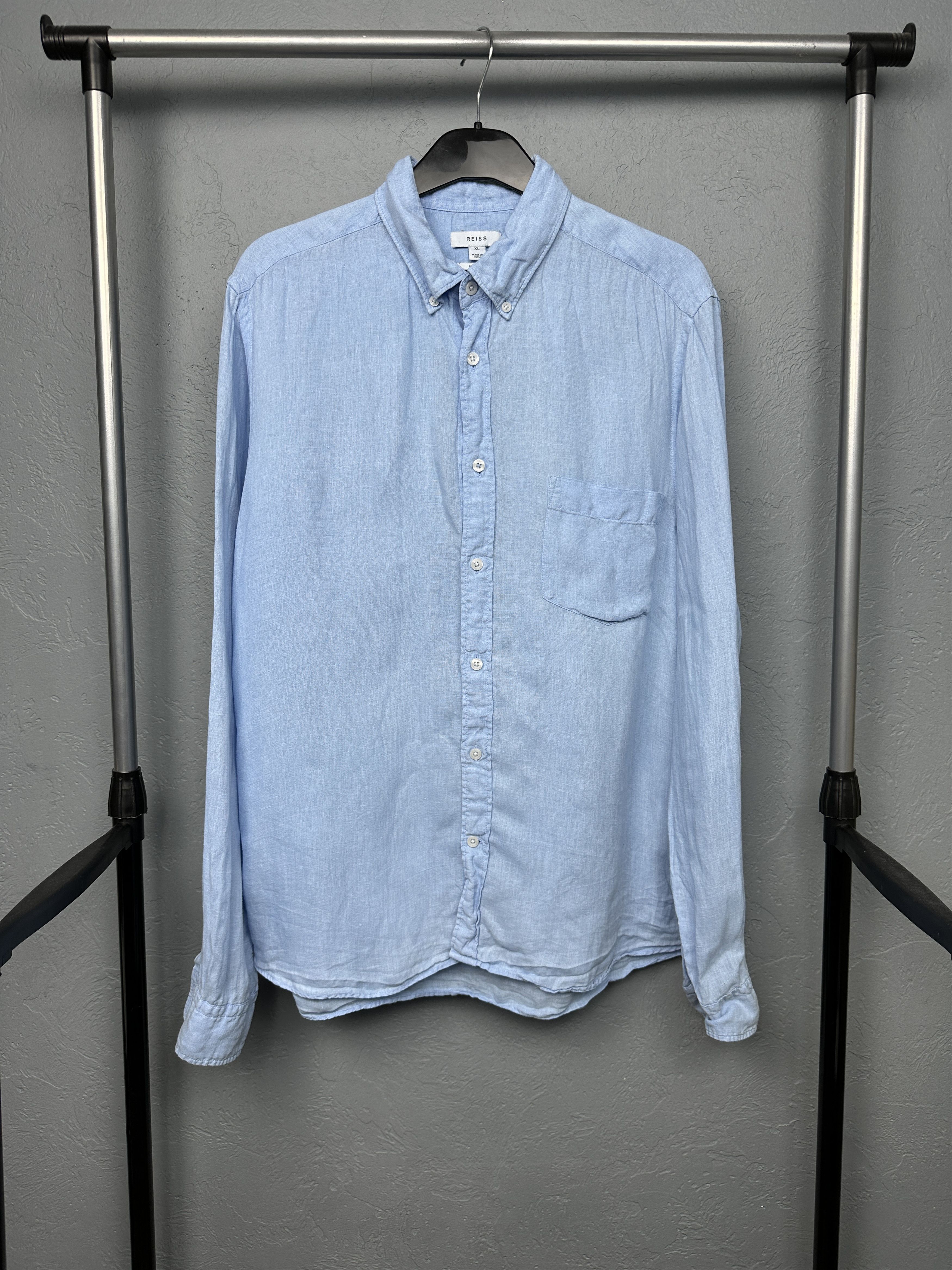 Reiss Reiss Mens Linen Long Sleeve Shirt Size US XL / EU 56 / 4 - 1 Thumbnail