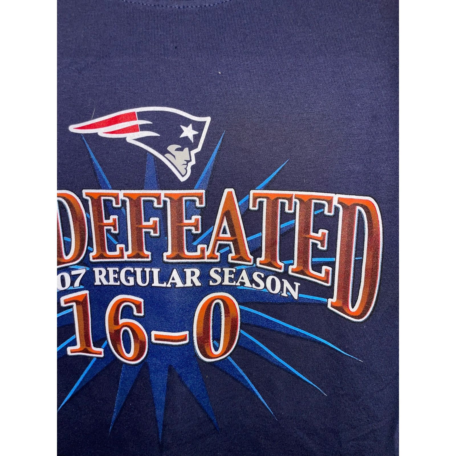 NFL Y2K New England Patriots Shirt 16-0 Undefeated Blue Tee NFL Size US L / EU 52-54 / 3 - 3 Thumbnail