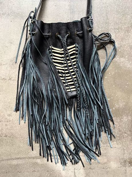 GOA GOA Early Handmade Beaded Fringe Leather Bag Size ONE SIZE - 6 Thumbnail