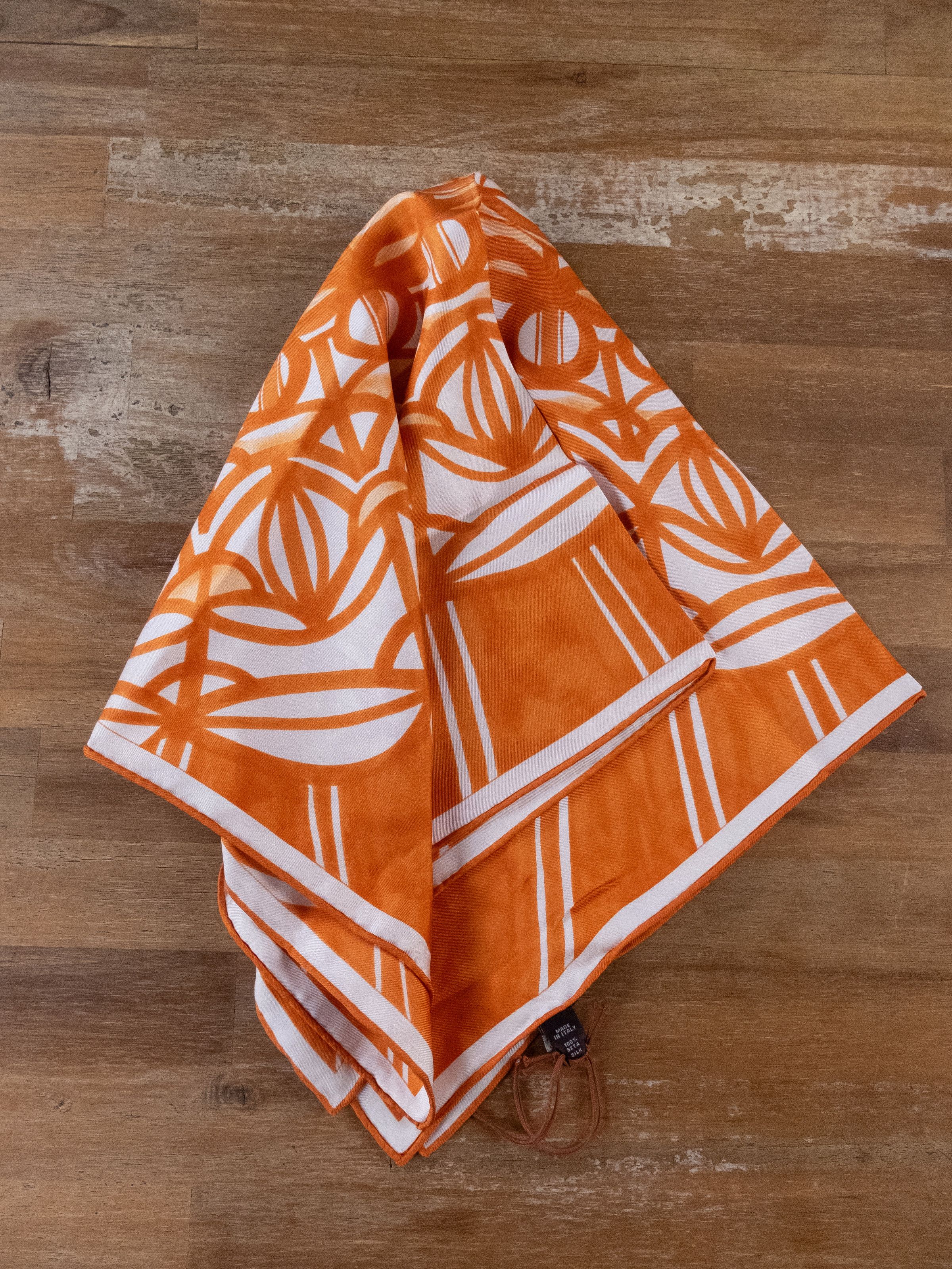 Loro Piana LORO PIANA Rosone orange white floral silk foulard scarf Size ONE SIZE - 5 Thumbnail
