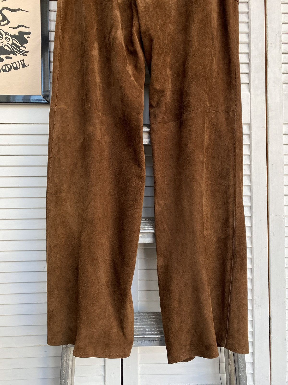 Designer × Vintage Vintage Sprung Freres Luxury Suede Leather Wide Leg Pants Size 27" / US 4 / IT 40 - 14 Thumbnail