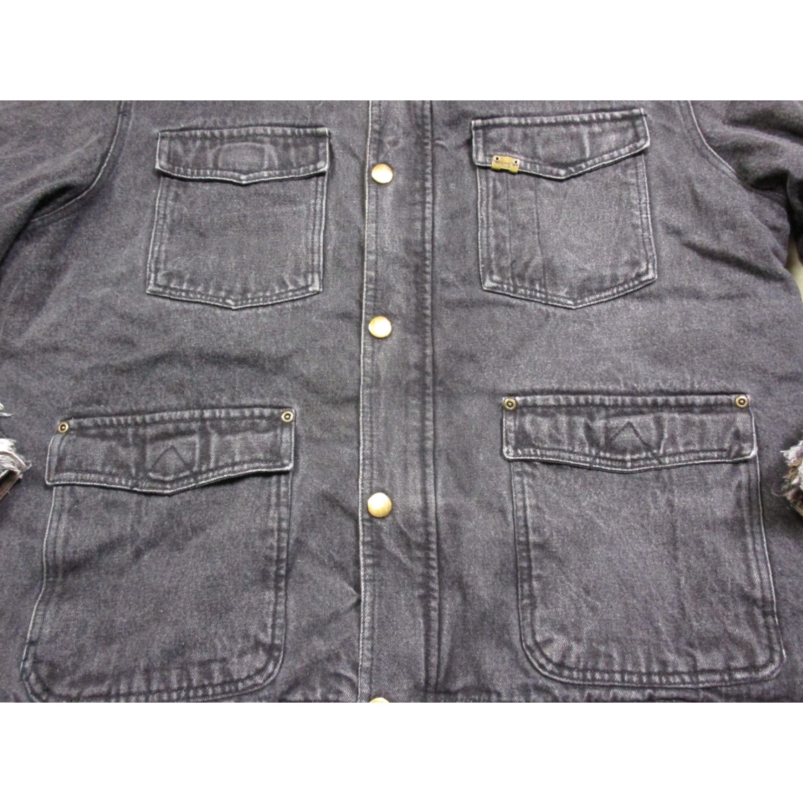 Wrangler Western Denim Black Jean Jacket Bomber Jacket Lined Sherpa Double Elbow Men’s XL Size