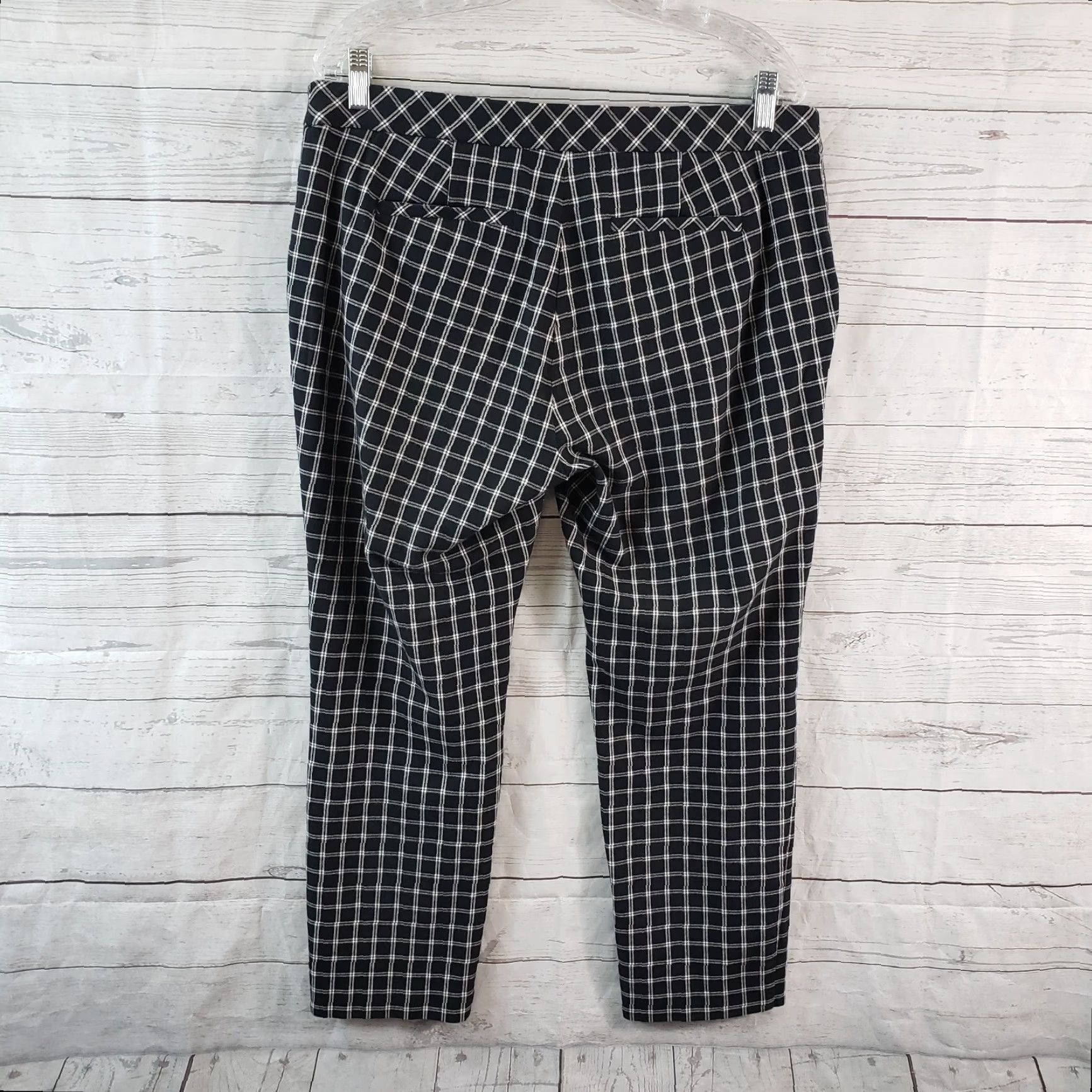 J. Jill J Jill Womens Premium Bi-Stretch Cropped Pants Sz 12 Black White Plaid Mid Rise Pants Women-Adult Casual Cropped 25.5 Inseam Mens? Size 34" / US 12 / IT 48 - 3 Thumbnail