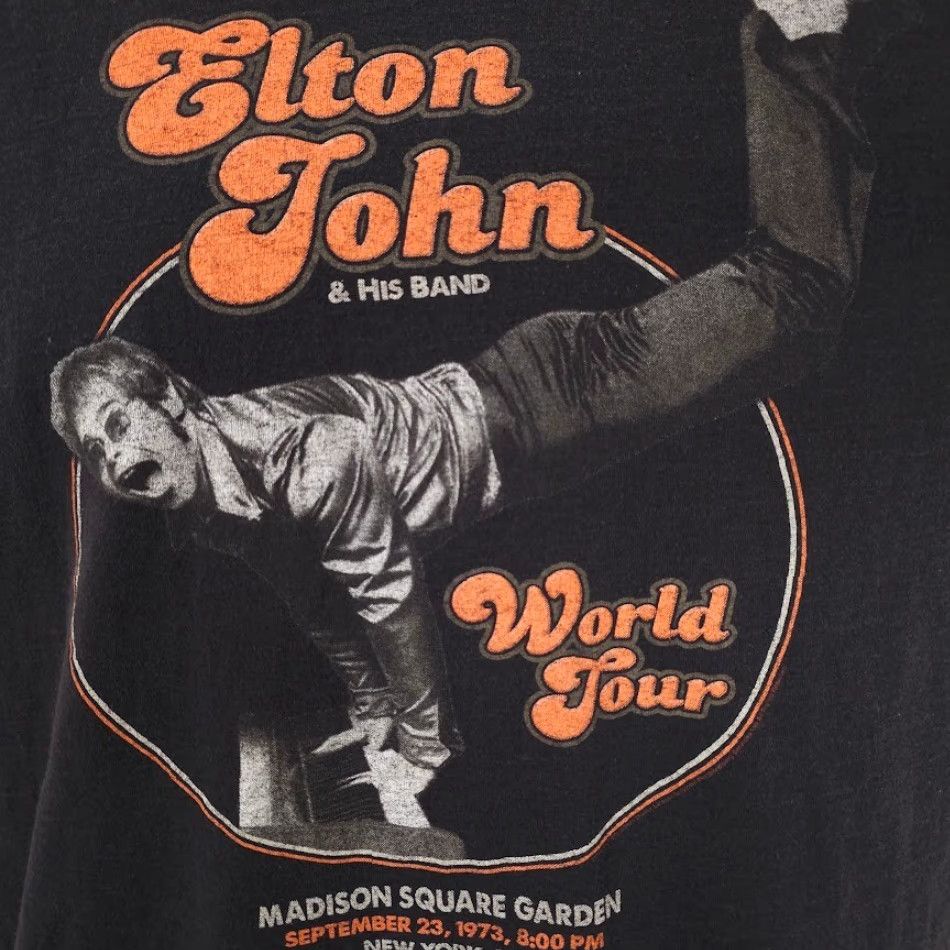 Vintage Elton John T Shirt Mens Size Medium Black World Tour Madison Square Garden 1973 Size US M / EU 48-50 / 2 - 3 Thumbnail