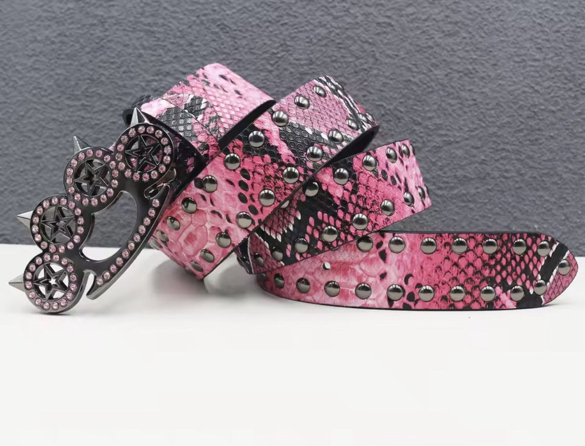 Japanese Brand 125 cm RARE Y2K Hot Snakeskin Studded PU Leather Belt Size ONE SIZE - 1 Thumbnail