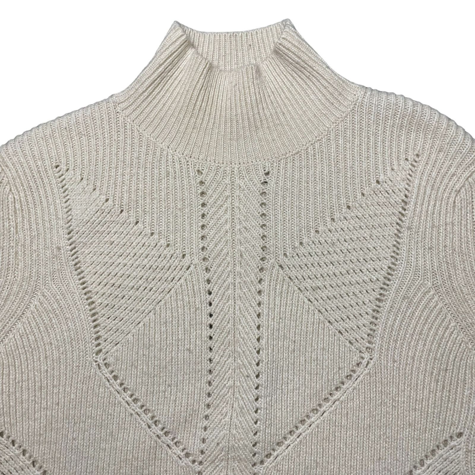 French Connection French Connection Mock Neck Openwork Knit Sweater Cream XS Size XS / US 0-2 / IT 36-38 - 2 Thumbnail