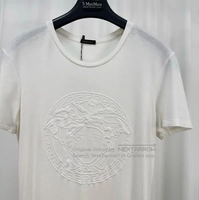 Versace Versace White Cotton Embroidered Medusa T-Shirt . Size L / US 10 / IT 46 - 3 Thumbnail