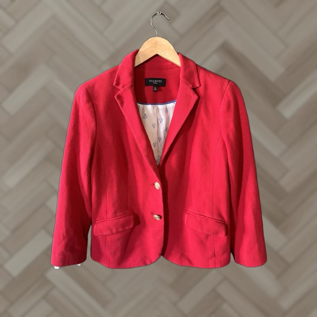 Talbots Talbots Womens Red Knit Button Blazer Sweater Cardigan Size 10 Petite Size L / US 10 / IT 46 - 1 Thumbnail