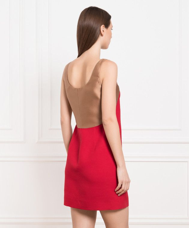 Valentino o1y0326 Silk Mini Dress in Red/Beige Size S / US 4 / IT 40 - 4 Thumbnail